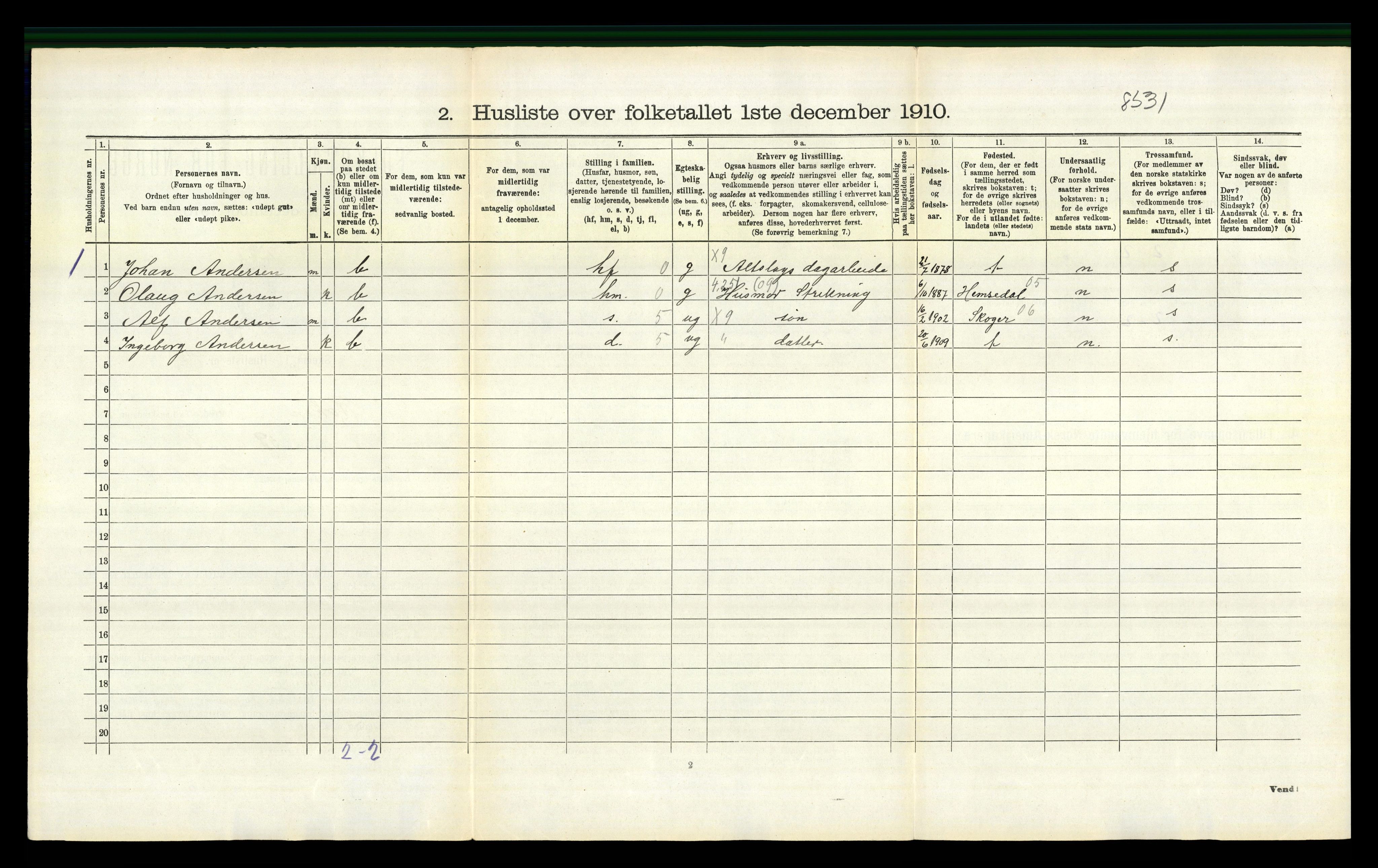 RA, 1910 census for Røyken, 1910, p. 750