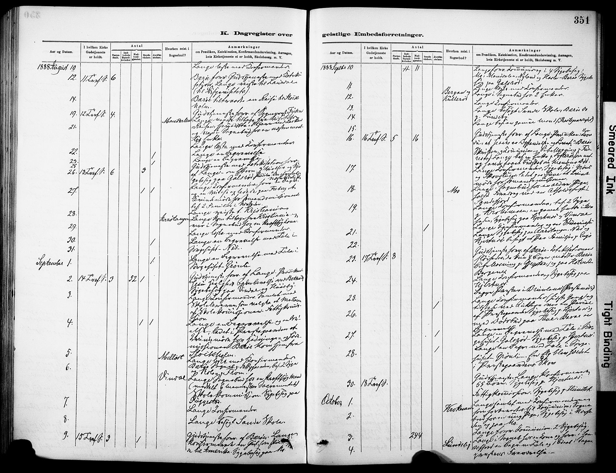 Sandar kirkebøker, AV/SAKO-A-243/F/Fa/L0013: Parish register (official) no. 13, 1883-1895, p. 351