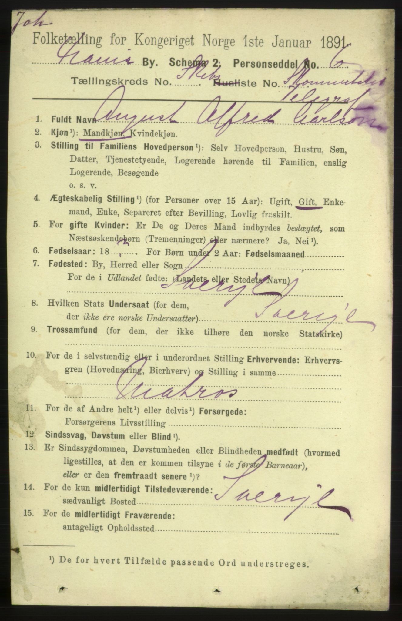 RA, 1891 census for 0301 Kristiania, 1891, p. 27845