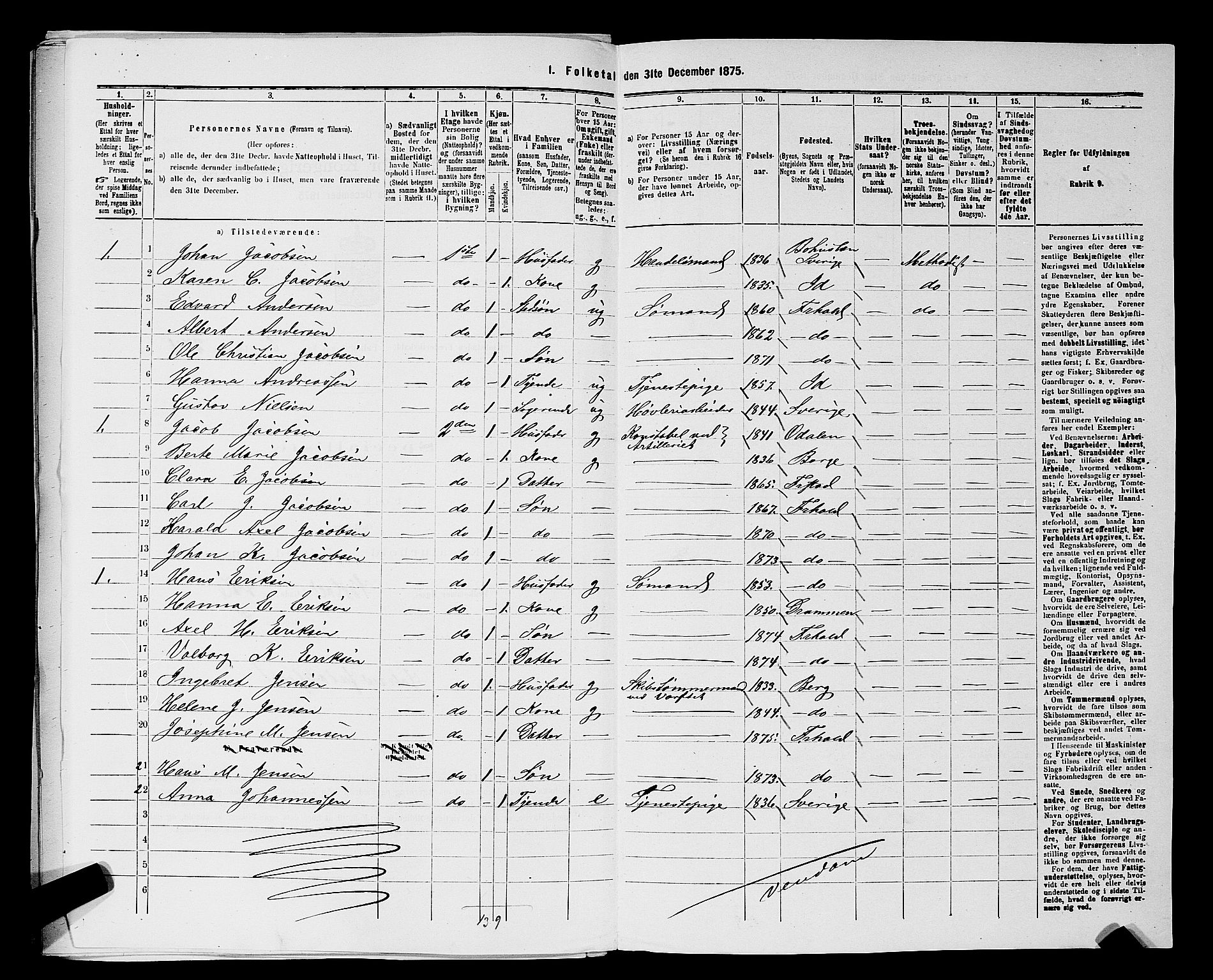 RA, 1875 census for 0101P Fredrikshald, 1875, p. 834