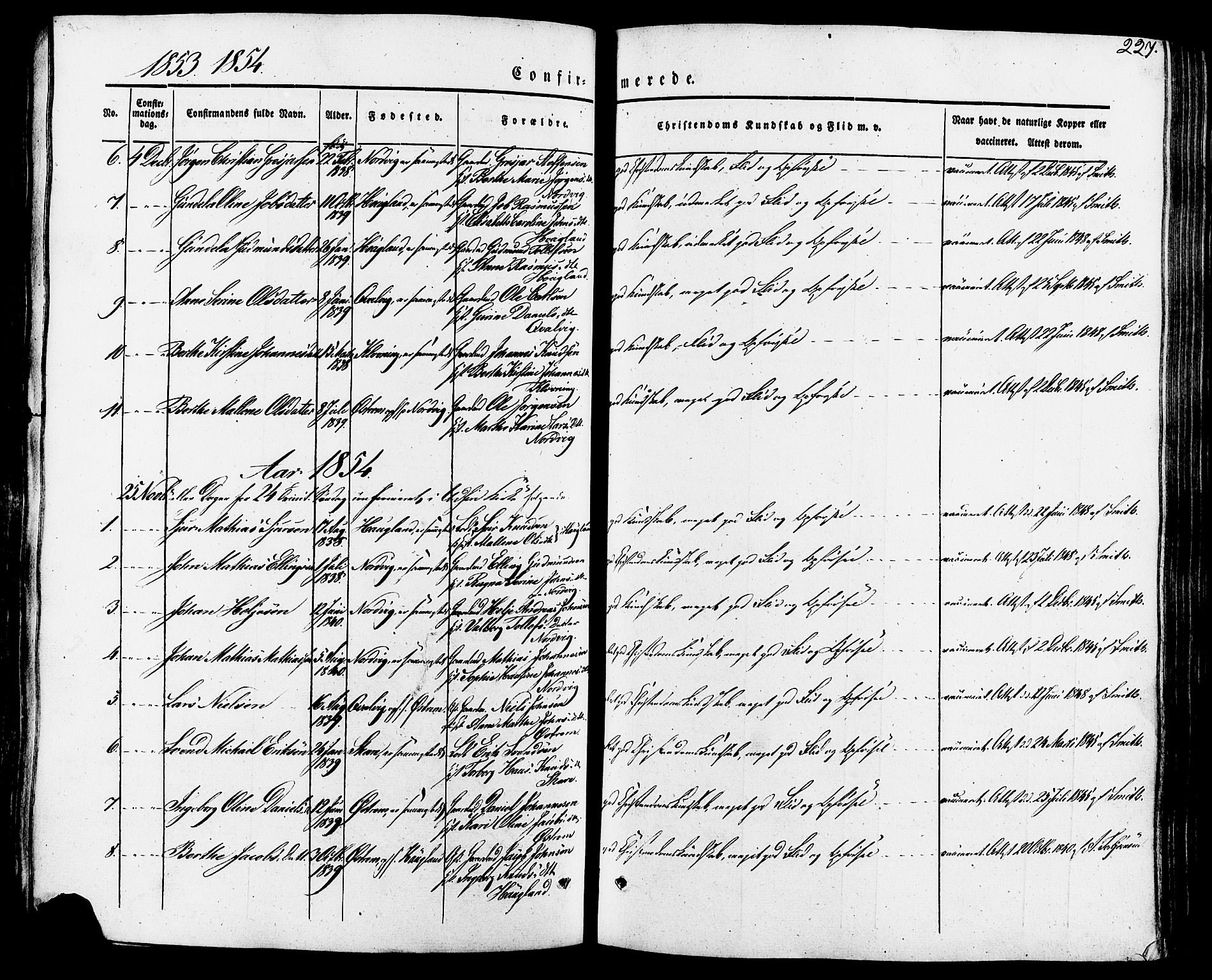 Torvastad sokneprestkontor, AV/SAST-A -101857/H/Ha/Haa/L0007: Parish register (official) no. A 7, 1838-1882, p. 227