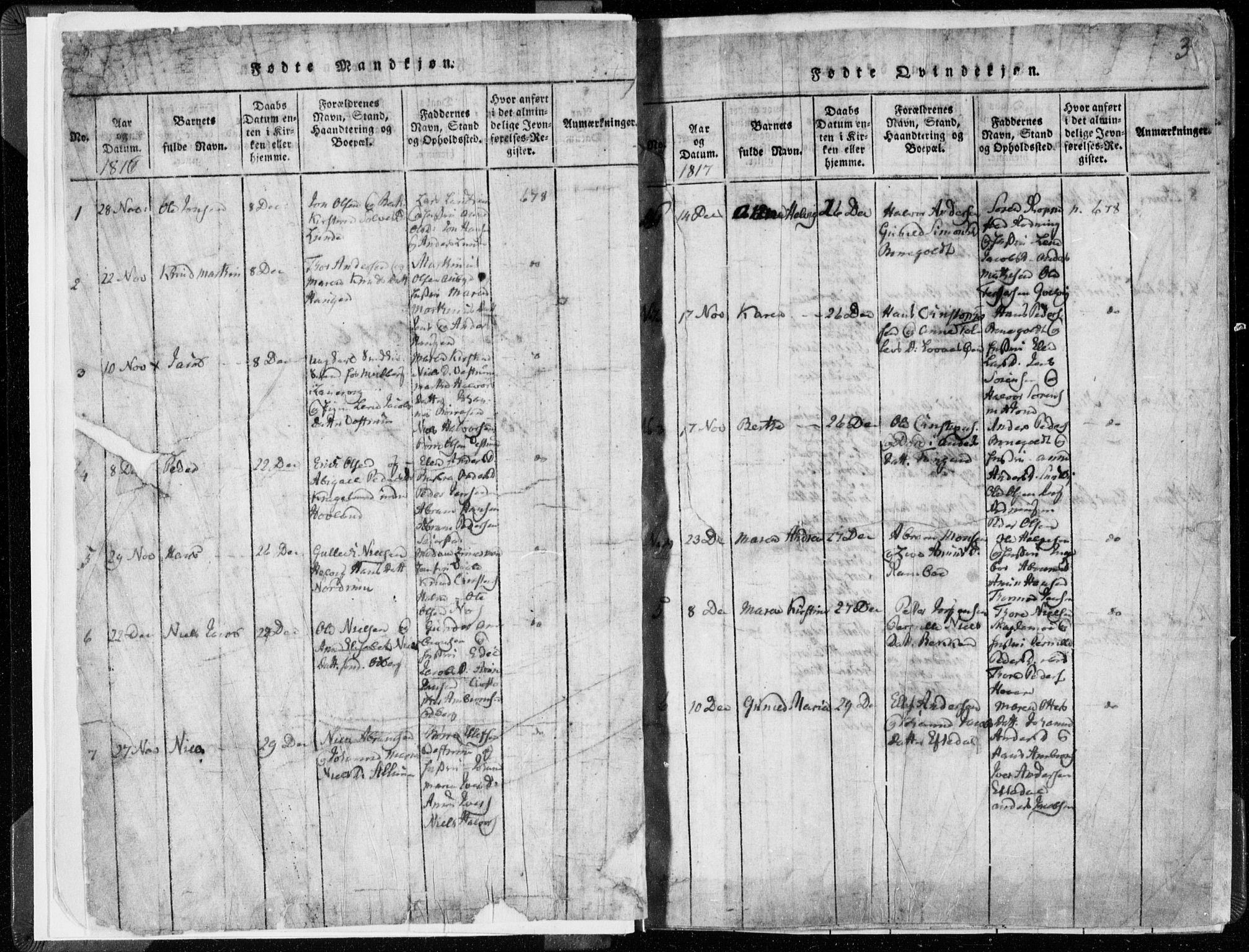 Hedrum kirkebøker, SAKO/A-344/F/Fa/L0004: Parish register (official) no. I 4, 1817-1835, p. 2-3