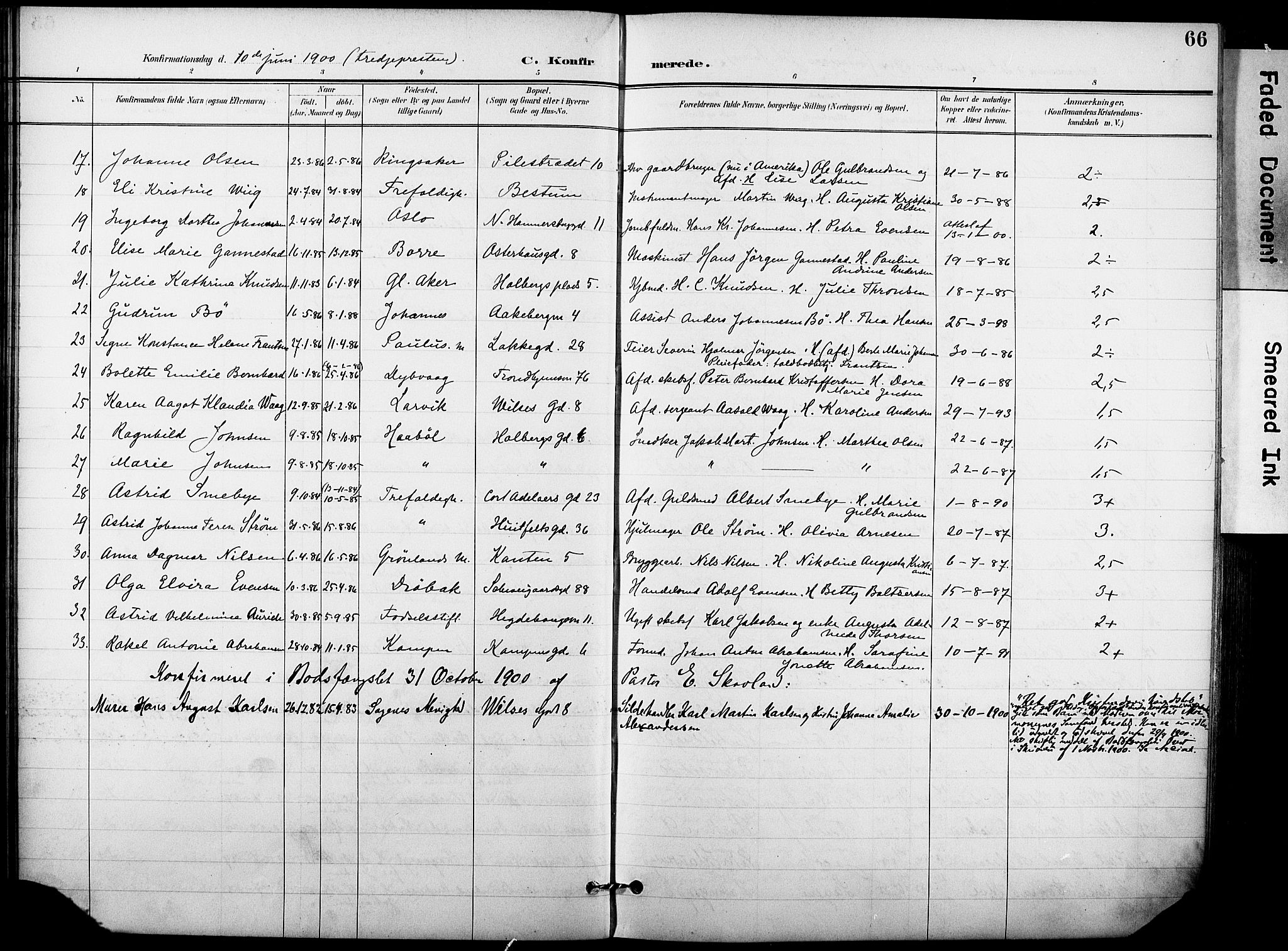 Trefoldighet prestekontor Kirkebøker, AV/SAO-A-10882/F/Fb/L0004: Parish register (official) no. II 4, 1896-1915, p. 66