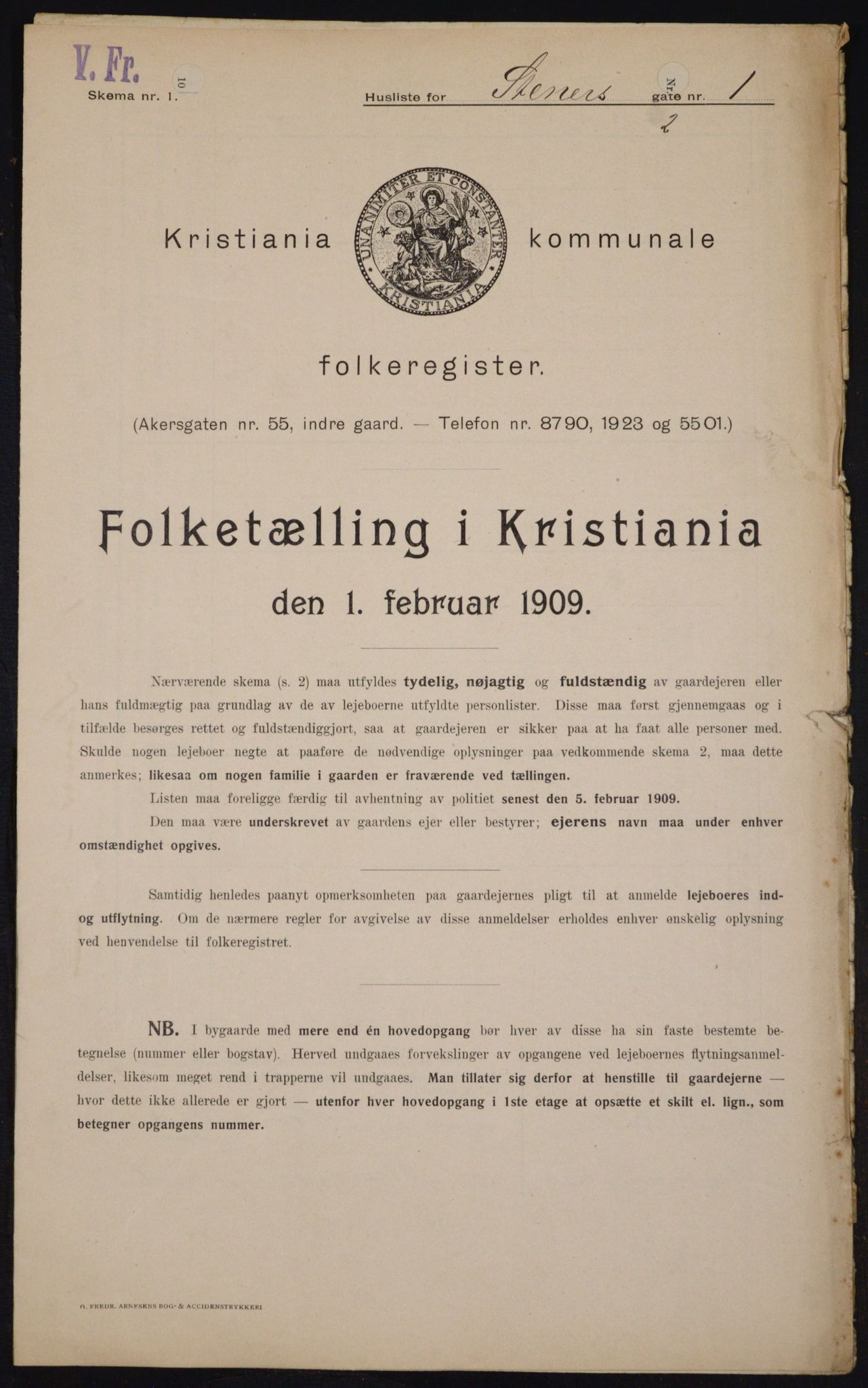 OBA, Municipal Census 1909 for Kristiania, 1909, p. 91794