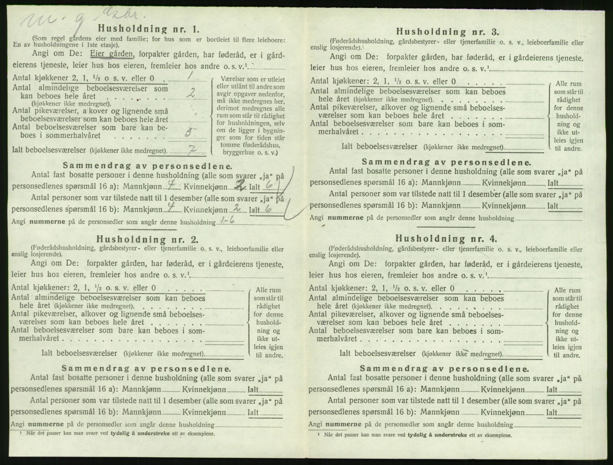 SAT, 1920 census for Veøy, 1920, p. 436