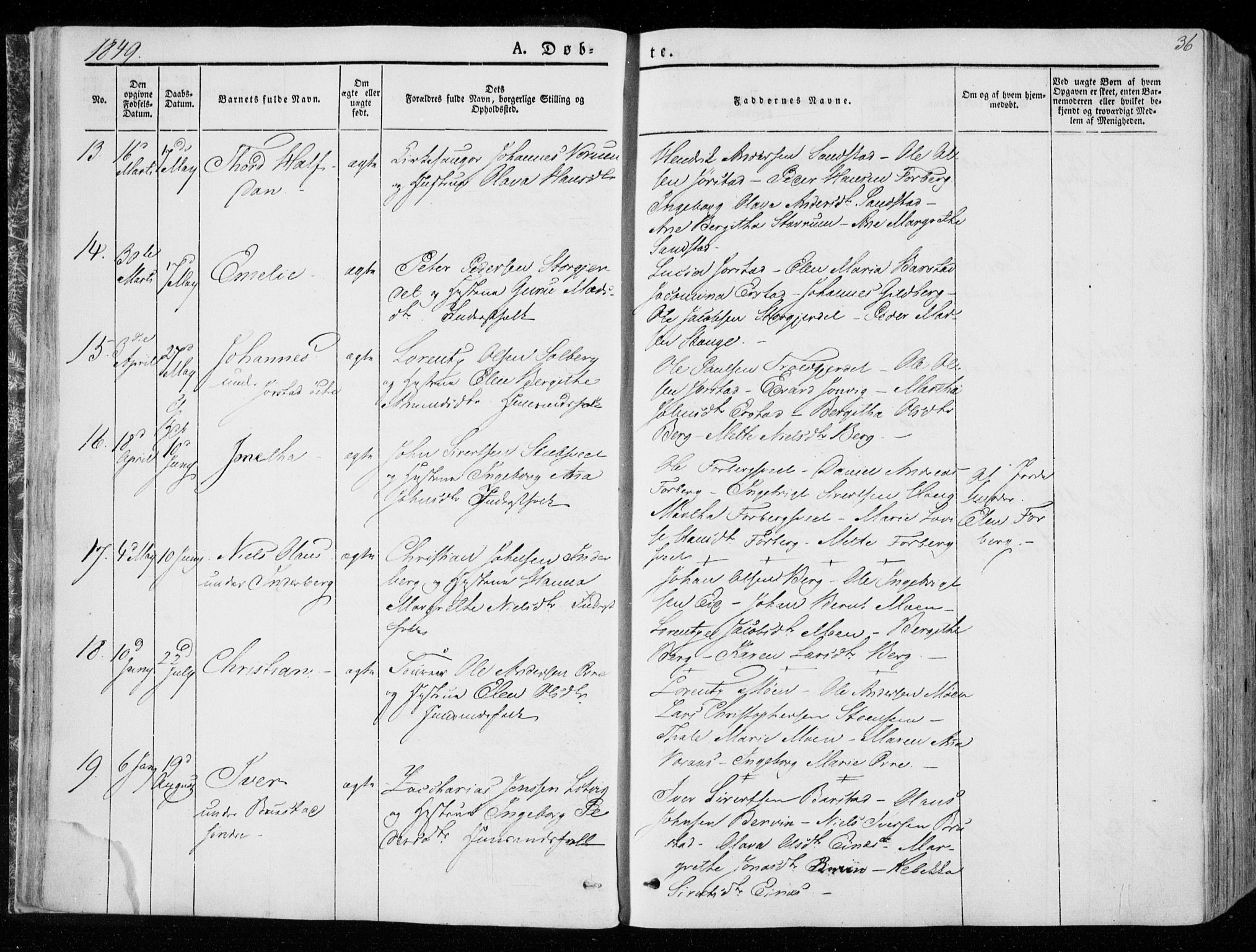 Ministerialprotokoller, klokkerbøker og fødselsregistre - Nord-Trøndelag, AV/SAT-A-1458/722/L0218: Parish register (official) no. 722A05, 1843-1868, p. 36