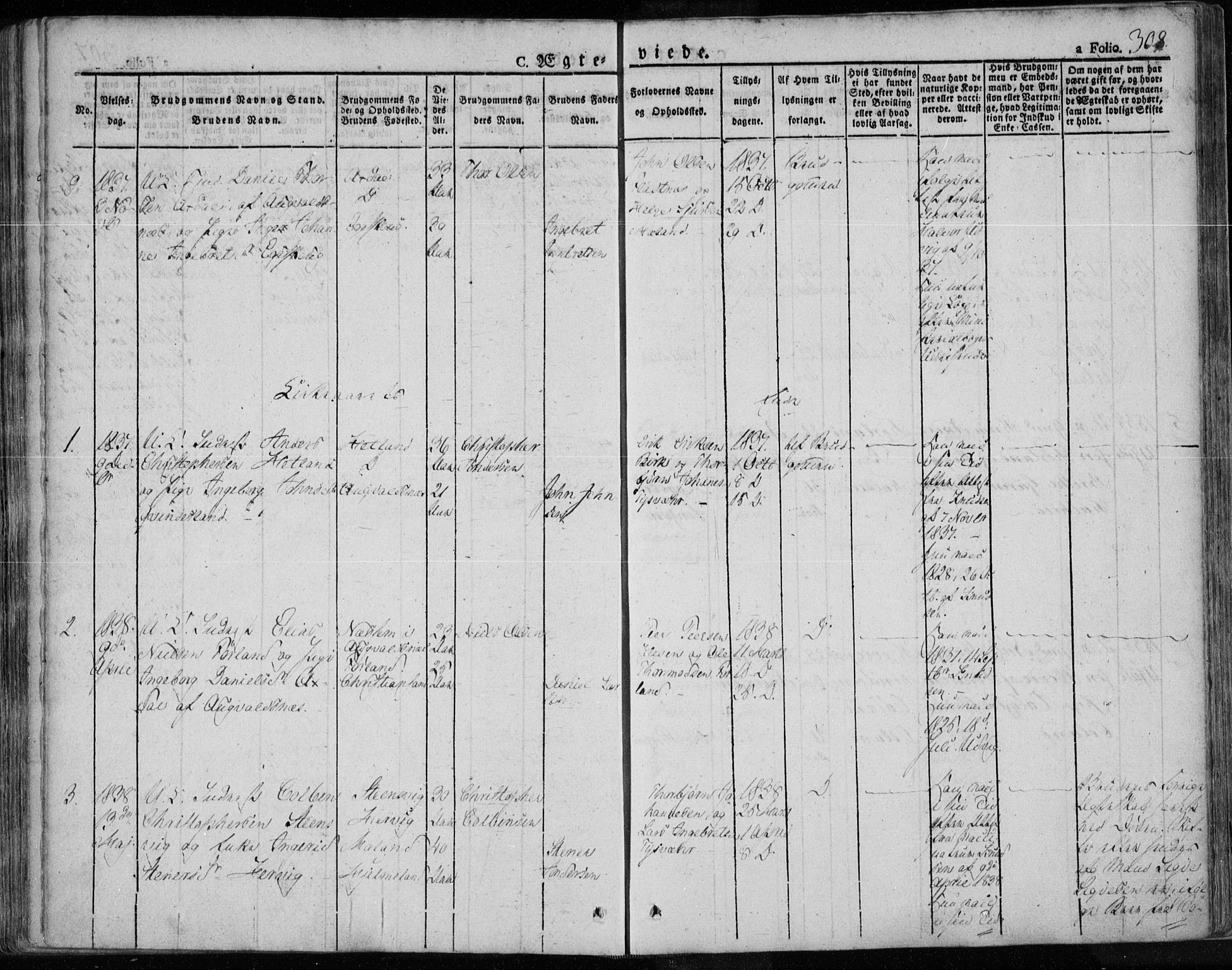 Tysvær sokneprestkontor, AV/SAST-A -101864/H/Ha/Haa/L0001: Parish register (official) no. A 1.1, 1831-1856, p. 308