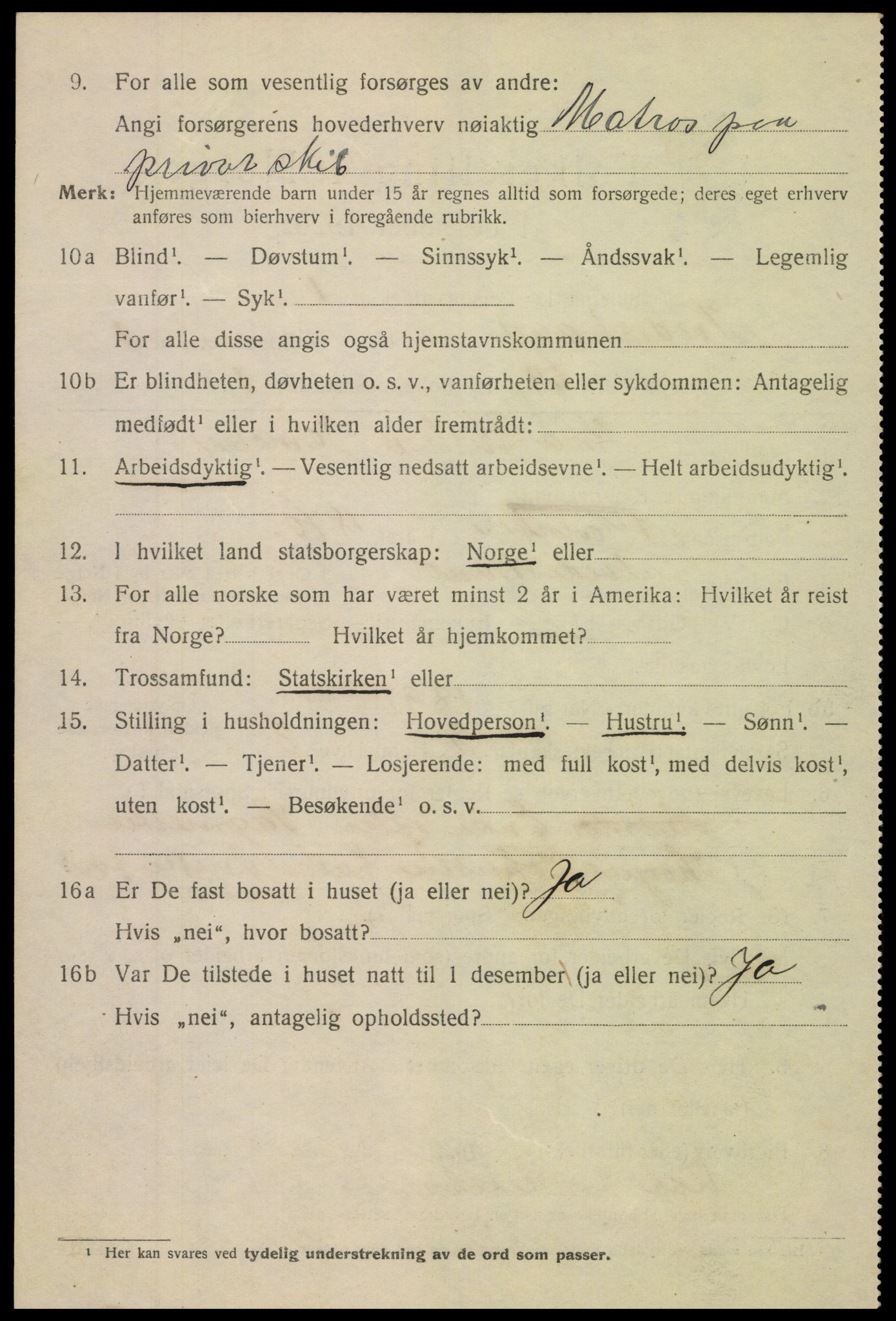 SAK, 1920 census for Tvedestrand, 1920, p. 2092