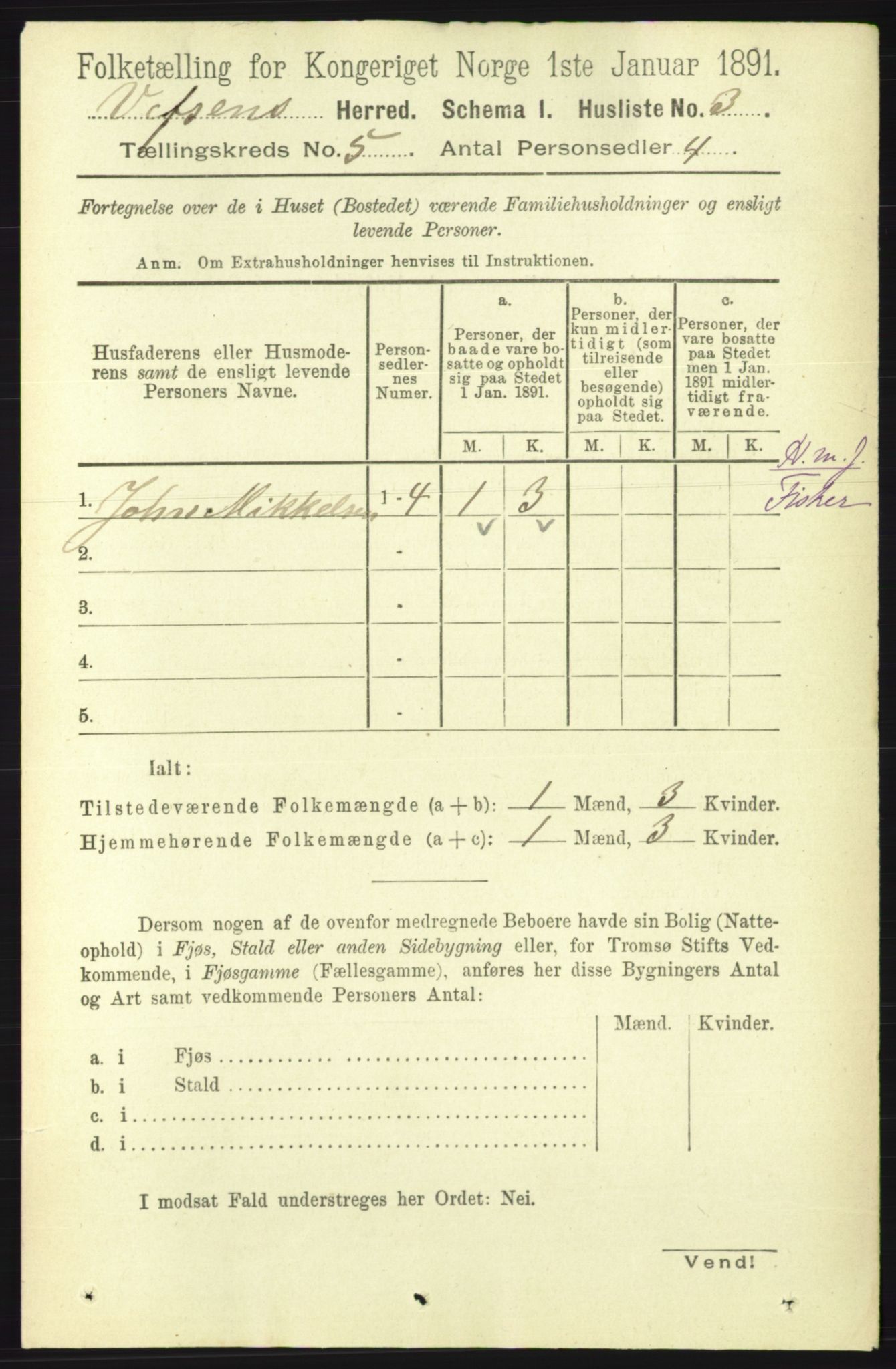 RA, 1891 census for 1824 Vefsn, 1891, p. 2004