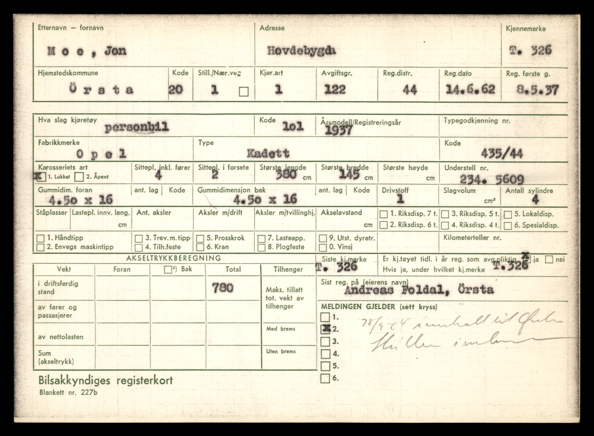 Møre og Romsdal vegkontor - Ålesund trafikkstasjon, SAT/A-4099/F/Fe/L0003: Registreringskort for kjøretøy T 232 - T 340, 1927-1998, p. 2792