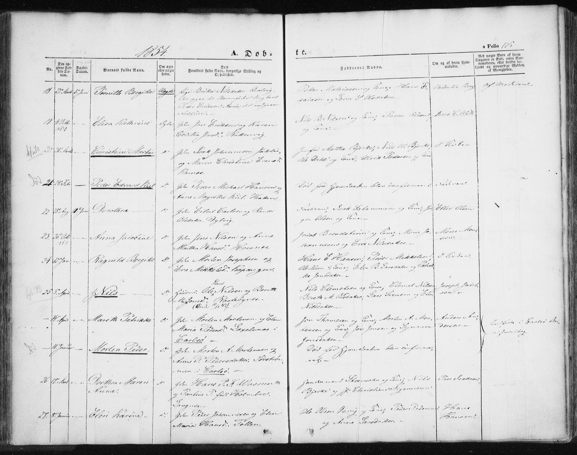 Lyngen sokneprestembete, AV/SATØ-S-1289/H/He/Hea/L0004kirke: Parish register (official) no. 4, 1839-1858, p. 105