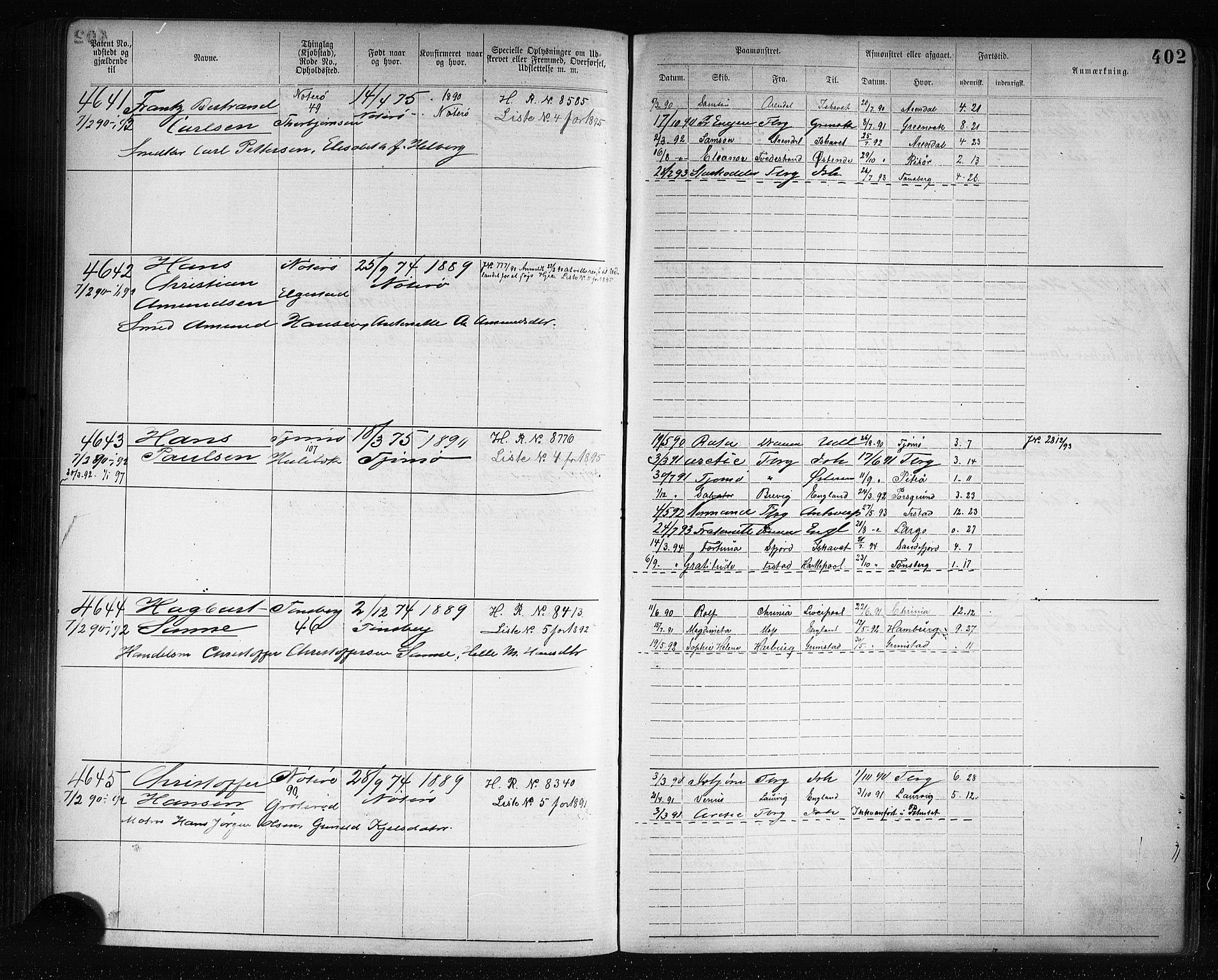 Tønsberg innrulleringskontor, AV/SAKO-A-786/F/Fb/L0007: Annotasjonsrulle Patent nr. 2636-5150, 1881-1892, p. 403