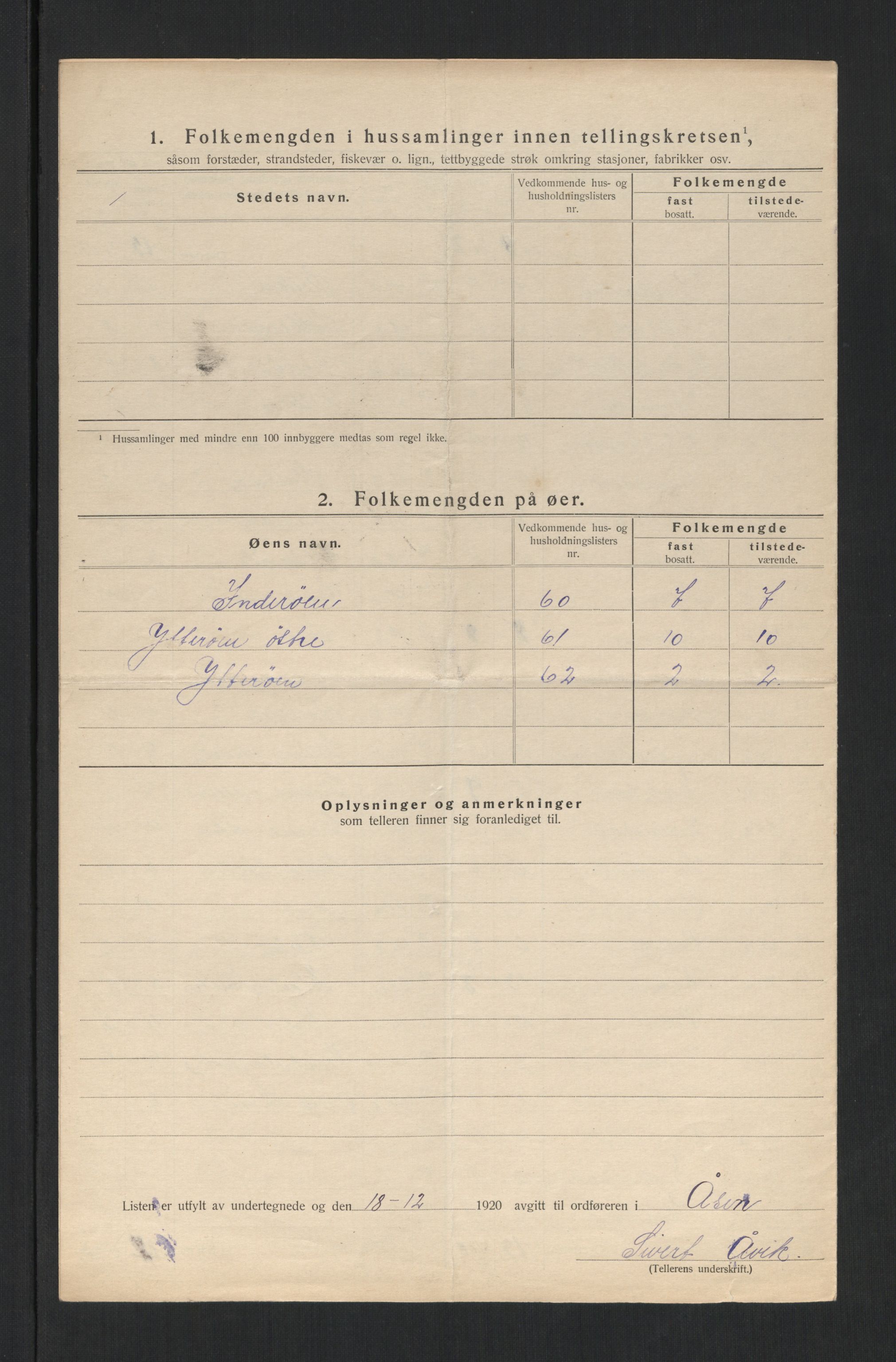 SAT, 1920 census for Åsen, 1920, p. 17