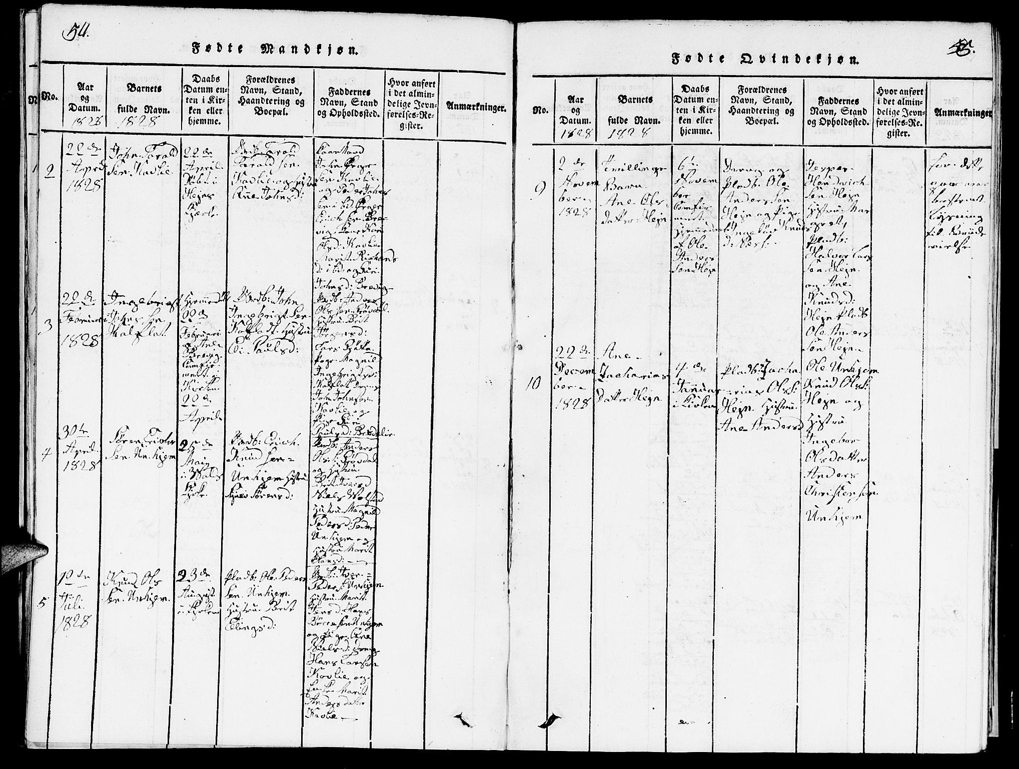 Ministerialprotokoller, klokkerbøker og fødselsregistre - Møre og Romsdal, AV/SAT-A-1454/545/L0587: Parish register (copy) no. 545C01, 1818-1836, p. 54-55