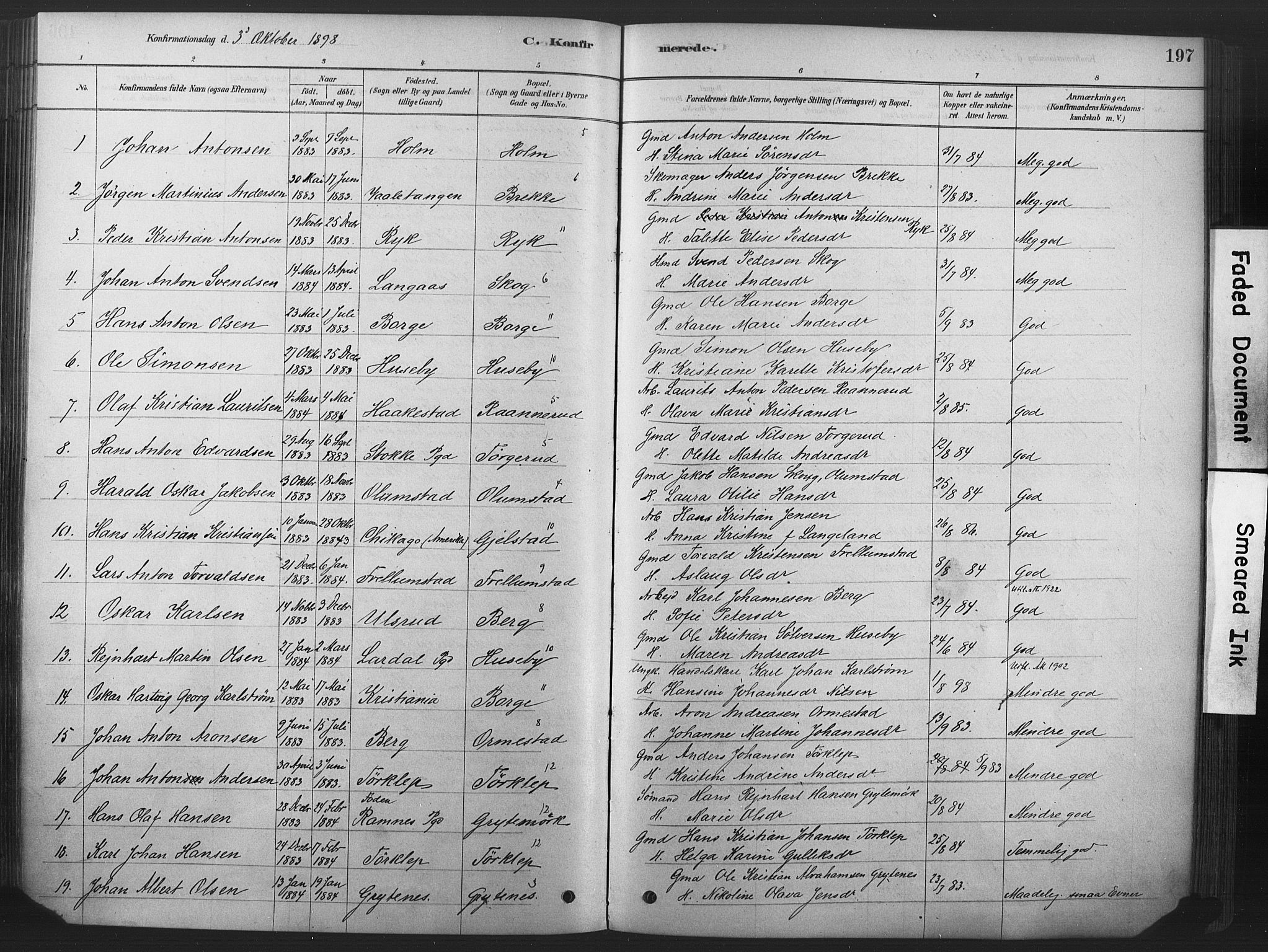 Våle kirkebøker, SAKO/A-334/F/Fa/L0011: Parish register (official) no. I 11, 1878-1906, p. 197