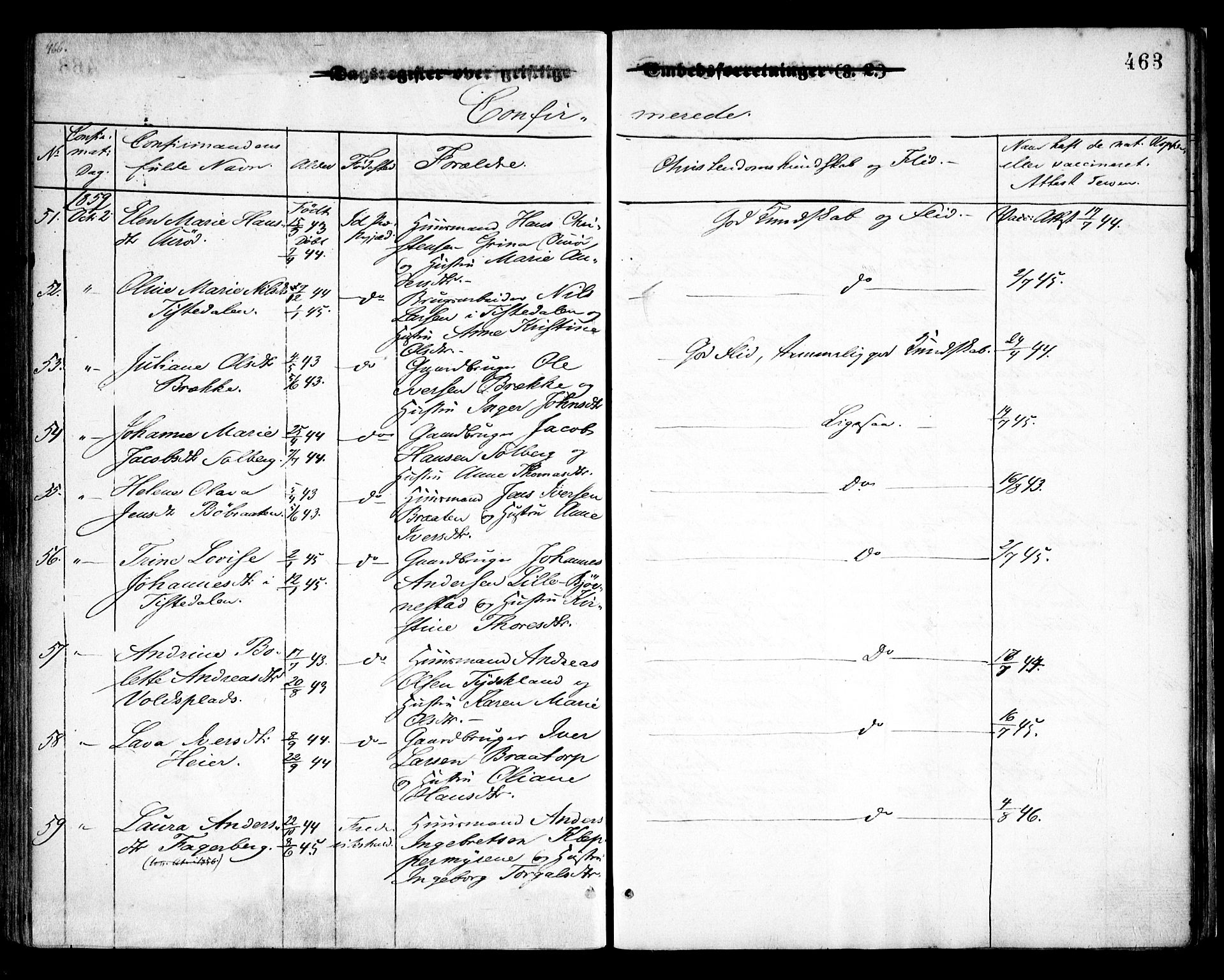 Idd prestekontor Kirkebøker, SAO/A-10911/F/Fc/L0004b: Parish register (official) no. III 4B, 1848-1860, p. 463