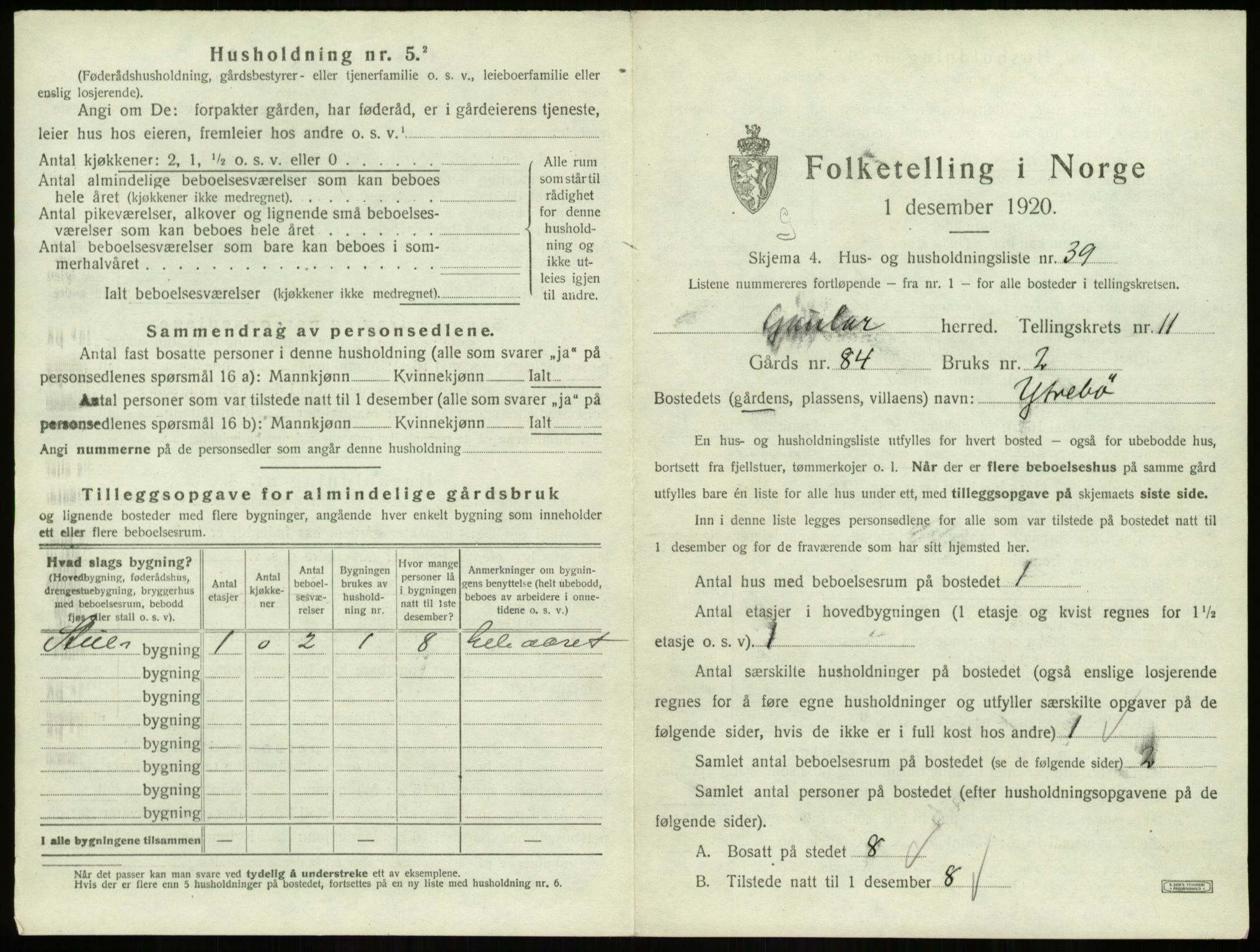 SAB, 1920 census for Gaular, 1920, p. 890