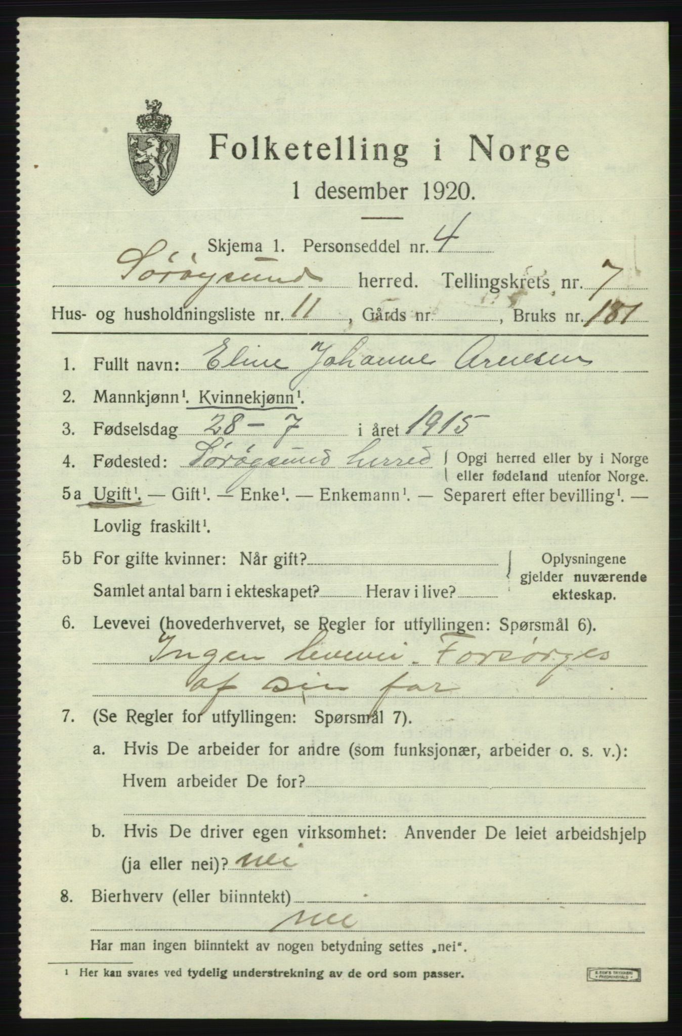 SATØ, 1920 census for Sørøysund rural district, 1920, p. 2954