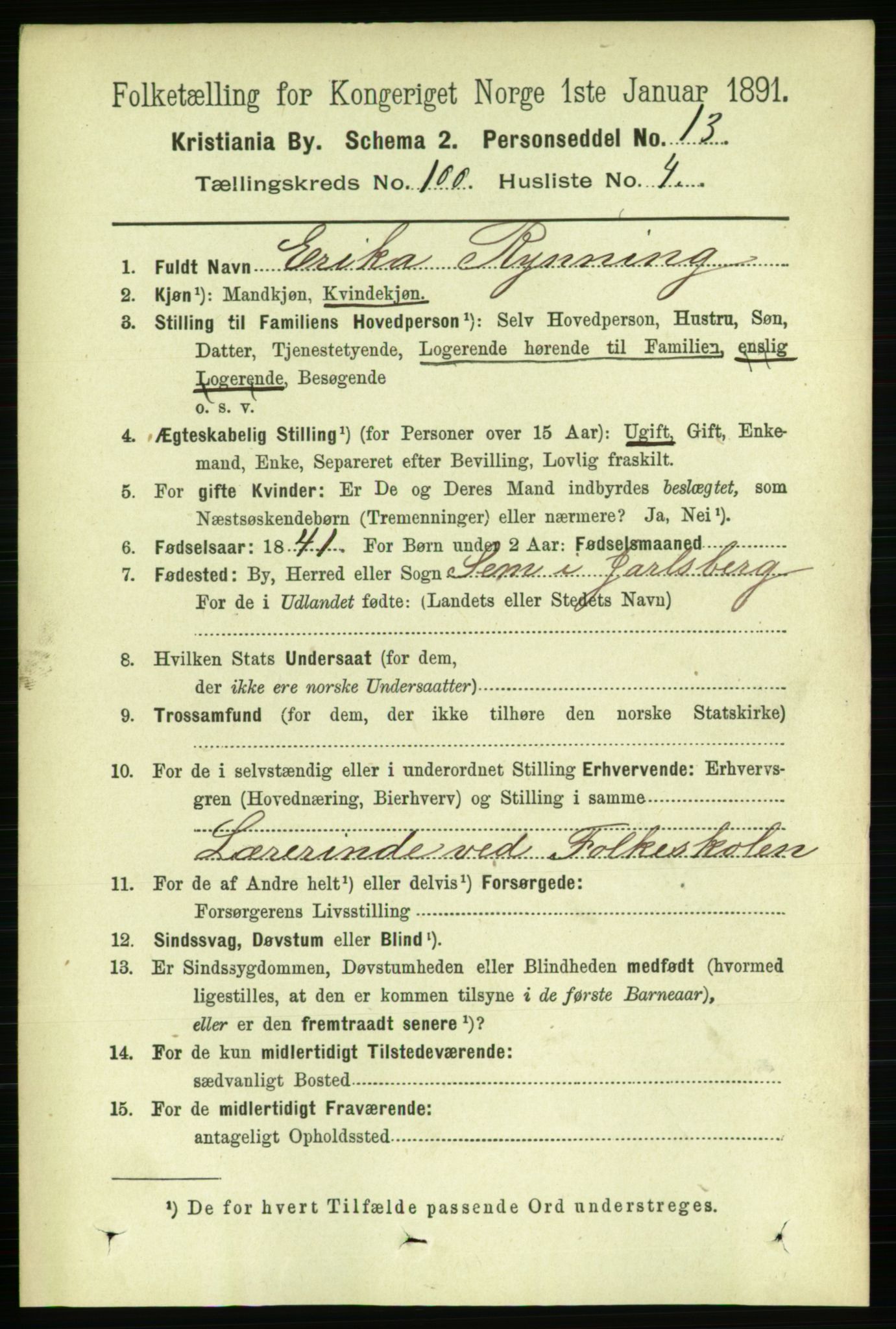 RA, 1891 census for 0301 Kristiania, 1891, p. 49251