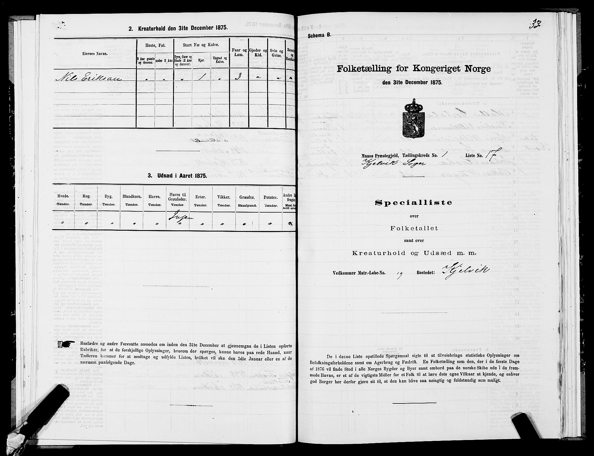 SATØ, 1875 census for 2018P Måsøy, 1875, p. 2033