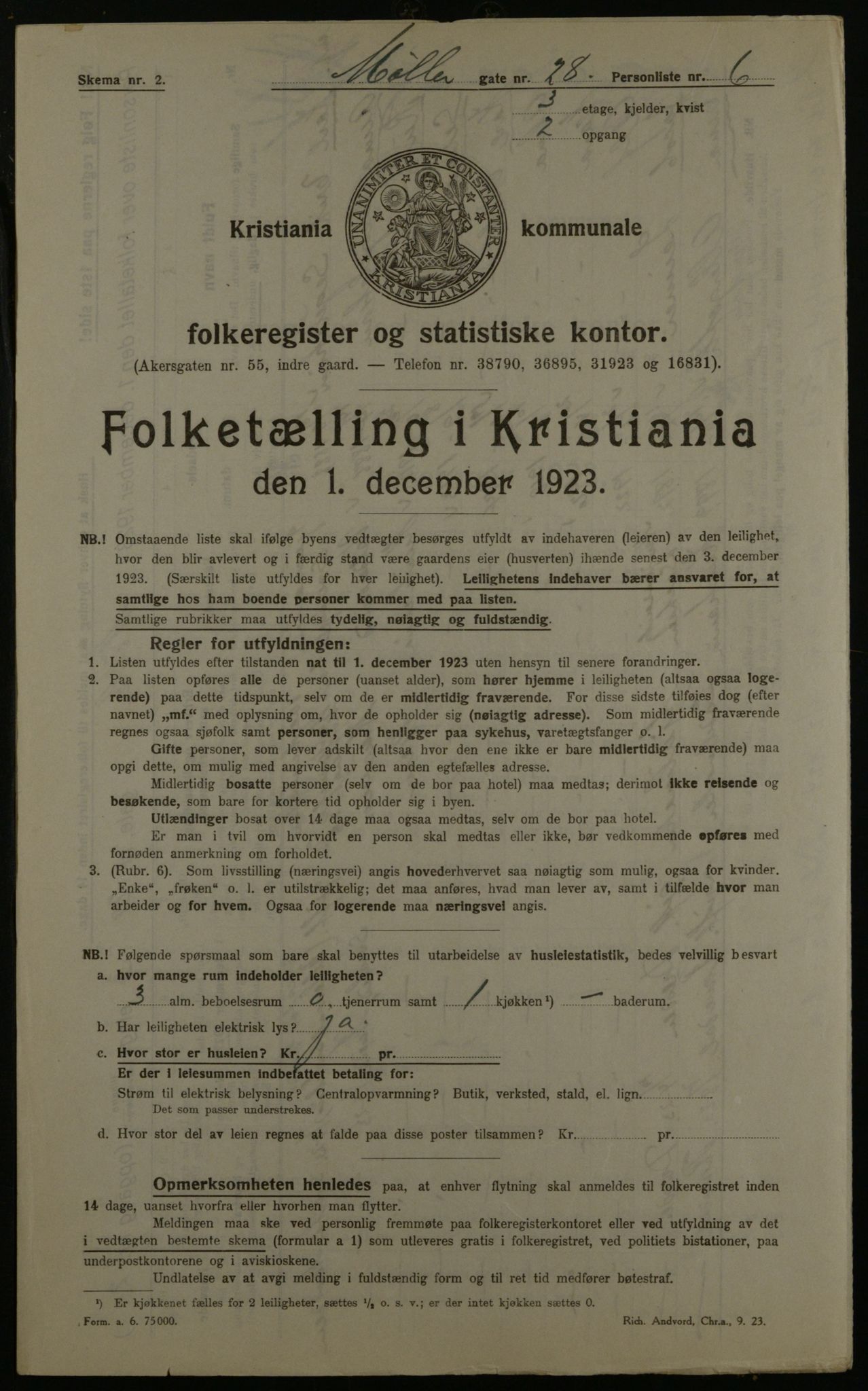 OBA, Municipal Census 1923 for Kristiania, 1923, p. 75647