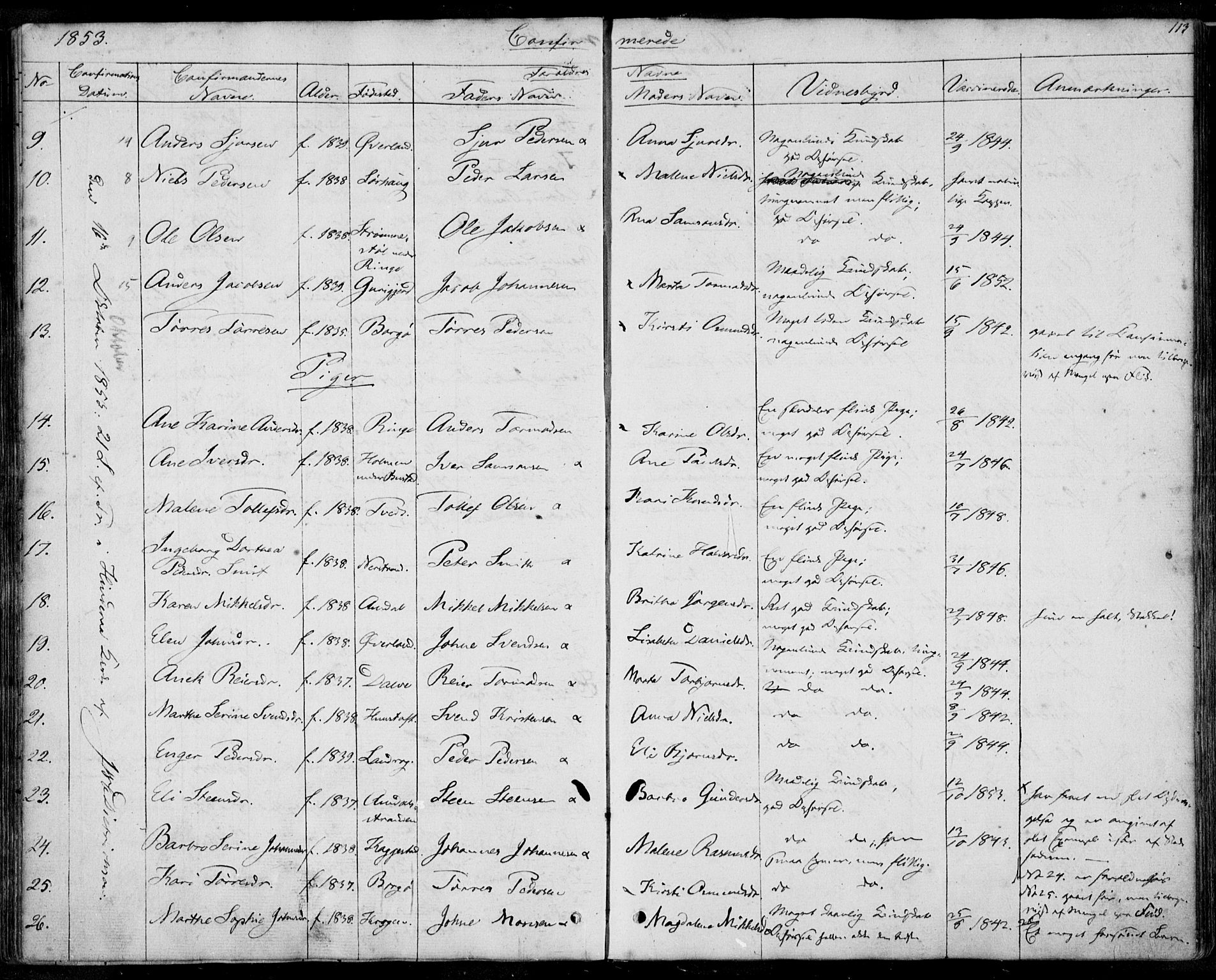 Nedstrand sokneprestkontor, AV/SAST-A-101841/01/IV: Parish register (official) no. A 8, 1839-1860, p. 113