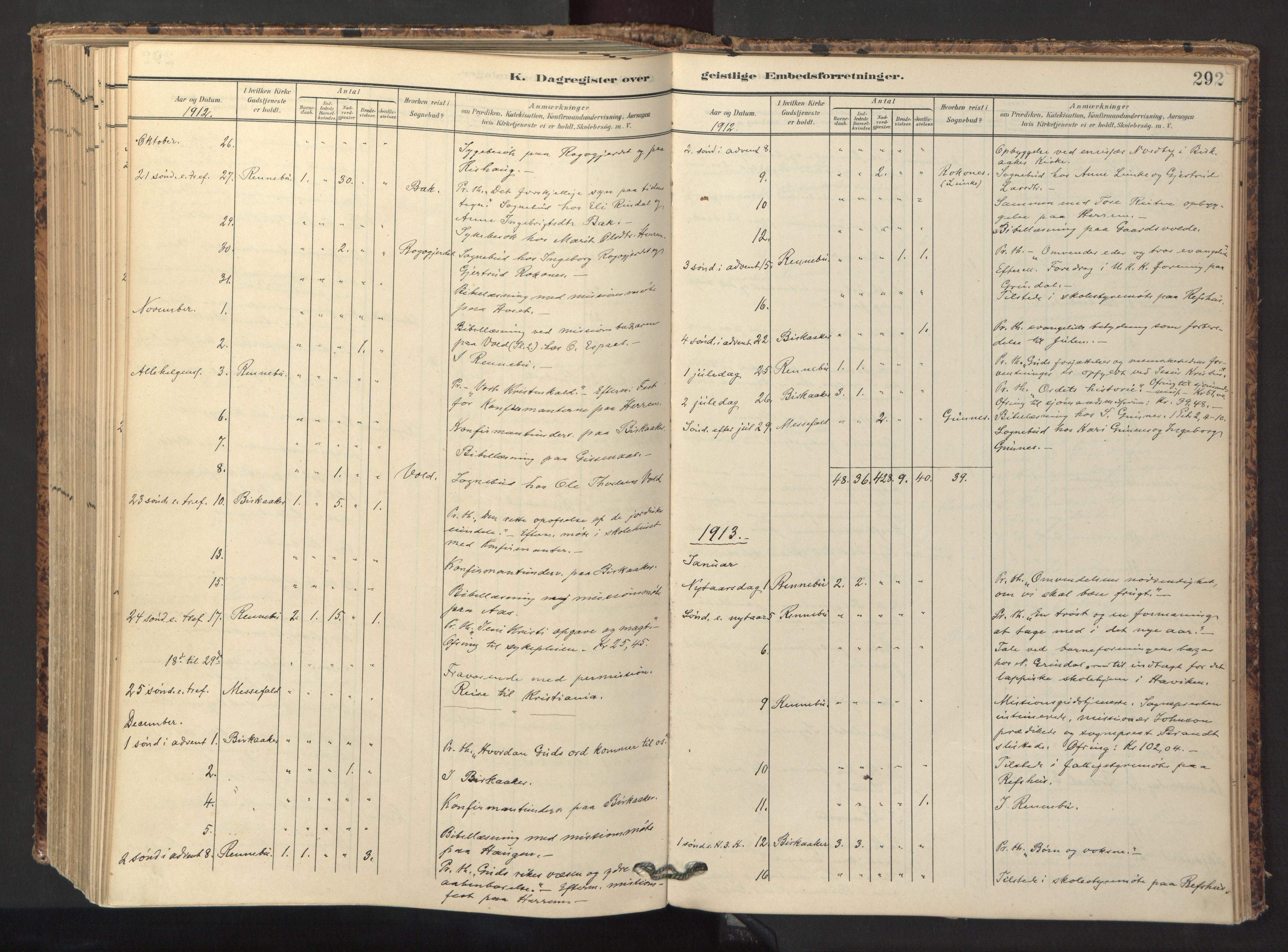 Ministerialprotokoller, klokkerbøker og fødselsregistre - Sør-Trøndelag, SAT/A-1456/674/L0873: Parish register (official) no. 674A05, 1908-1923, p. 292