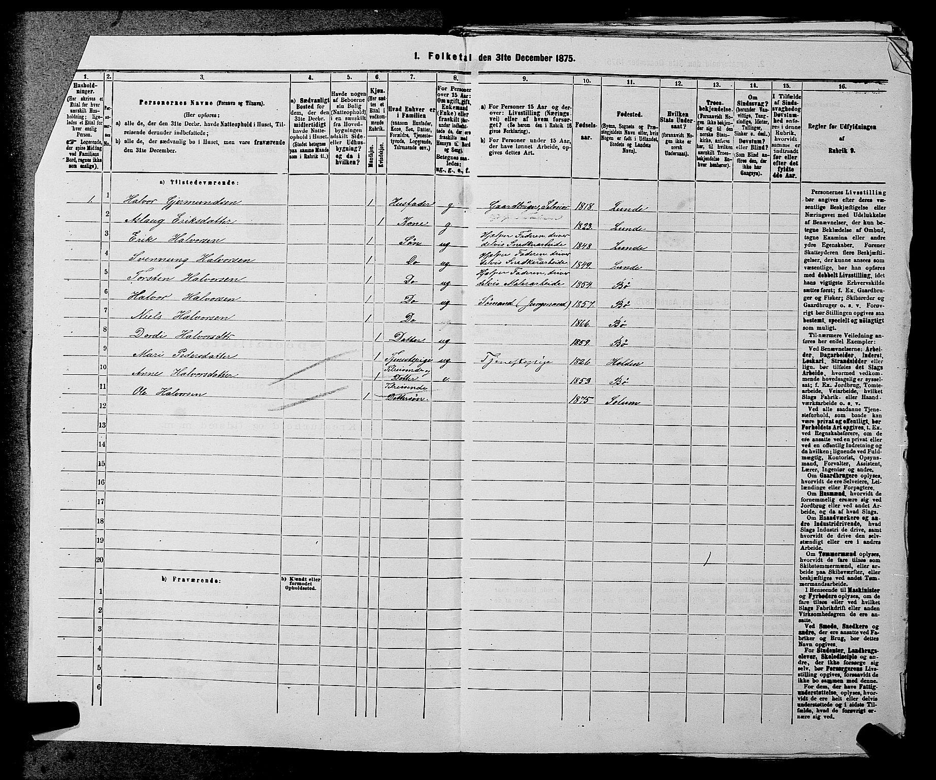 SAKO, 1875 census for 0818P Solum, 1875, p. 829