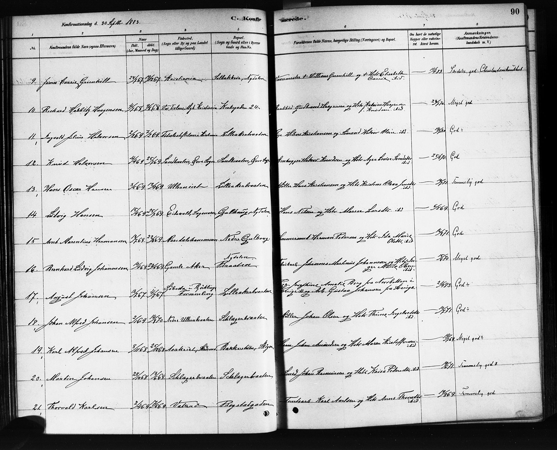 Vestre Aker prestekontor Kirkebøker, AV/SAO-A-10025/F/Fa/L0008: Parish register (official) no. 8, 1878-1903, p. 90