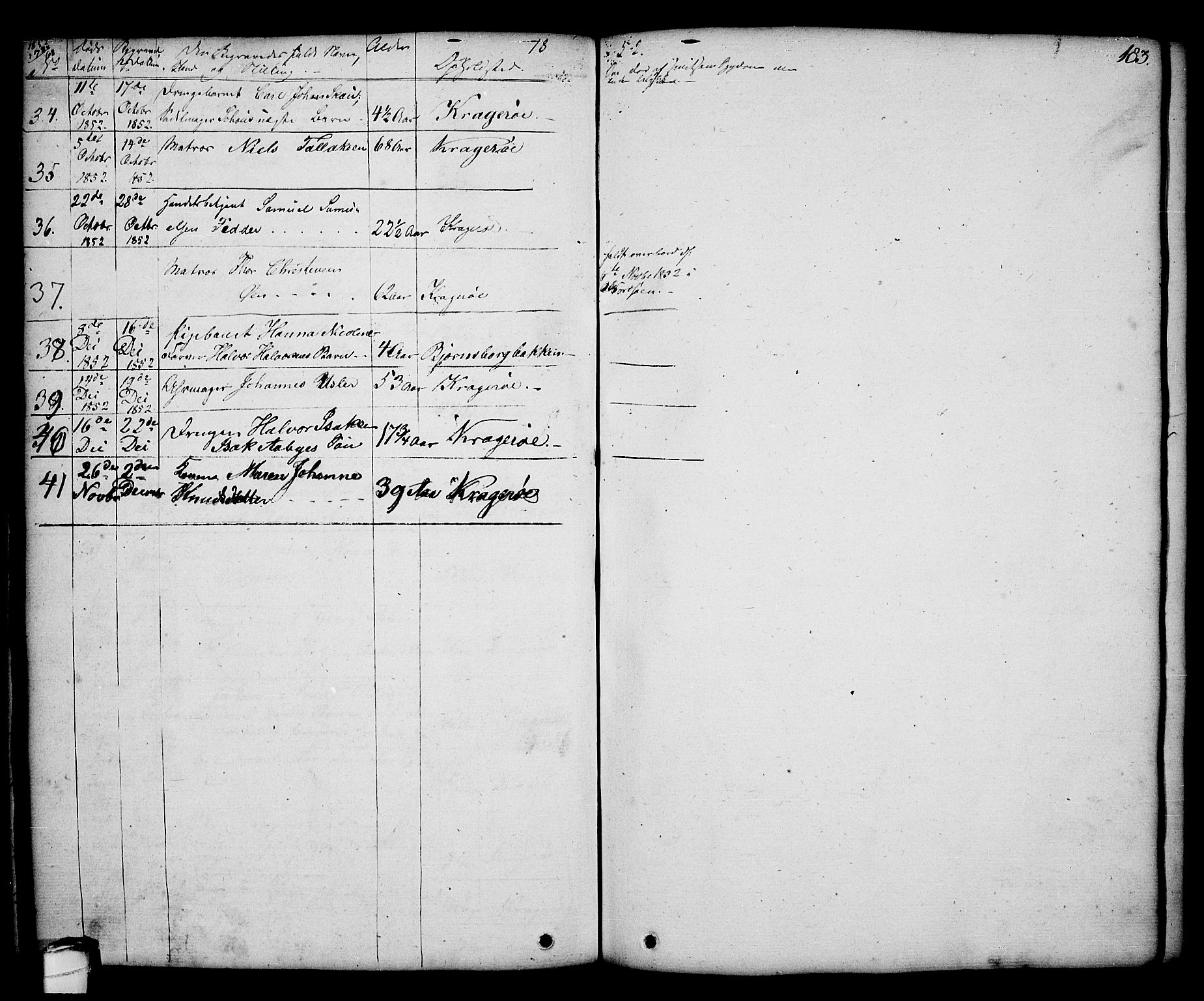 Kragerø kirkebøker, AV/SAKO-A-278/G/Ga/L0003: Parish register (copy) no. 3, 1832-1852, p. 183