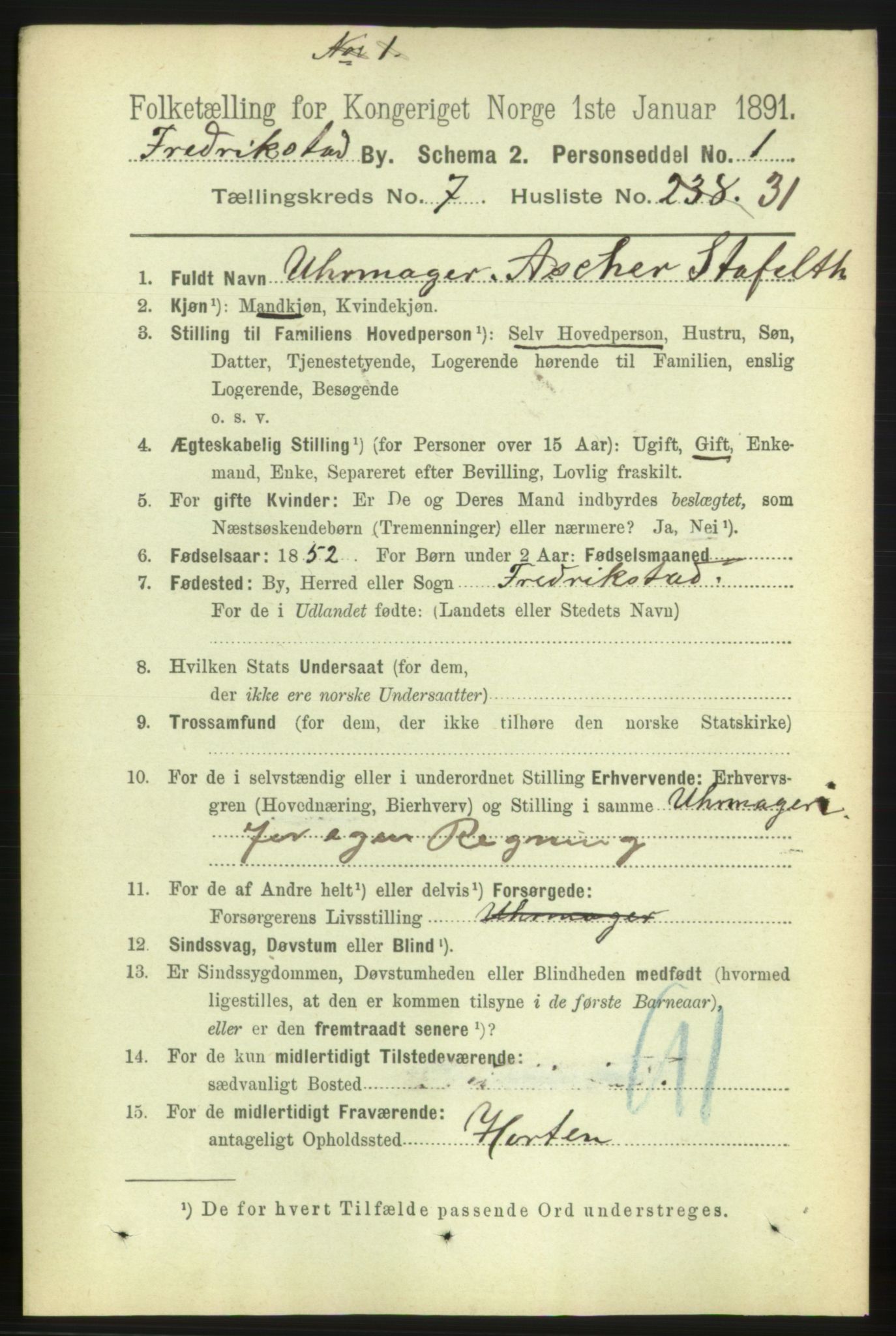 RA, 1891 census for 0103 Fredrikstad, 1891, p. 9014