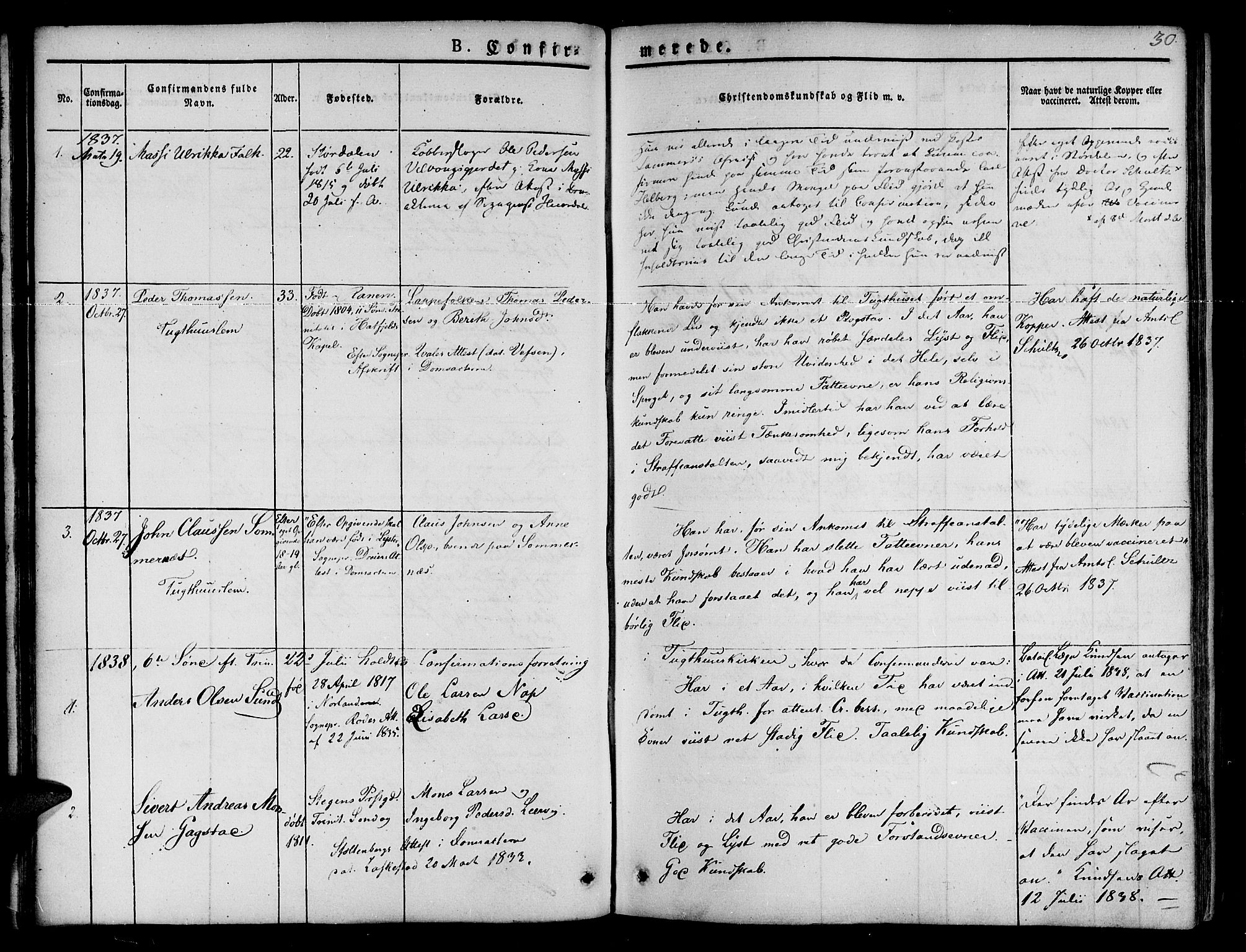 Ministerialprotokoller, klokkerbøker og fødselsregistre - Sør-Trøndelag, SAT/A-1456/623/L0468: Parish register (official) no. 623A02, 1826-1867, p. 30