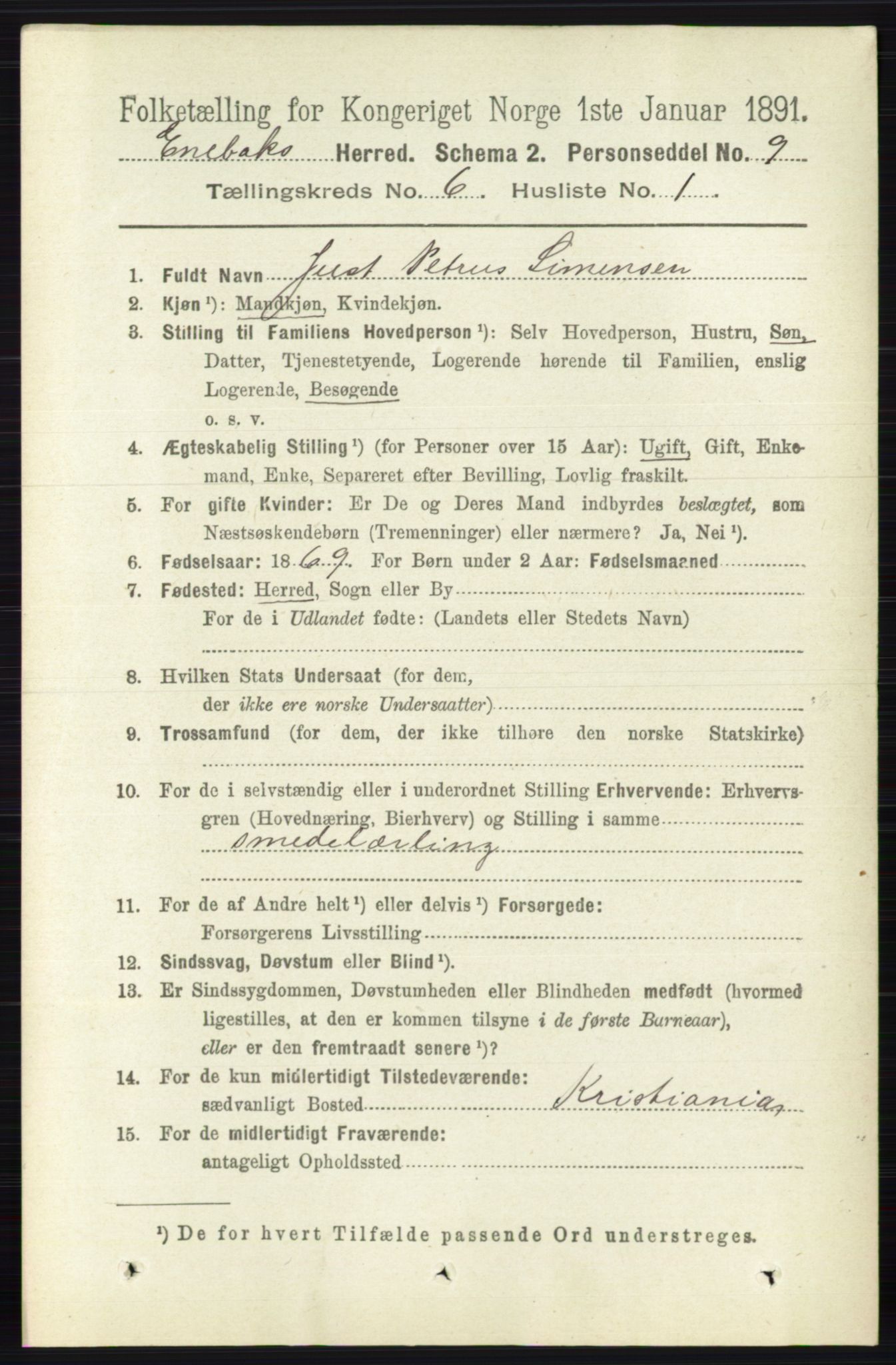 RA, 1891 census for 0229 Enebakk, 1891, p. 2906