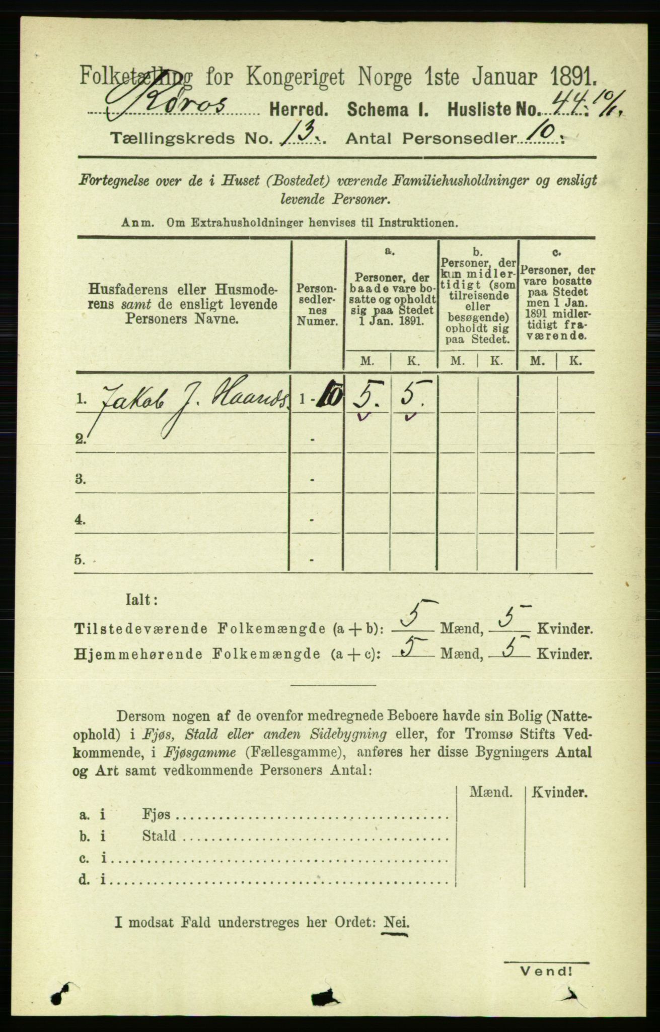 RA, 1891 census for 1640 Røros, 1891, p. 2552