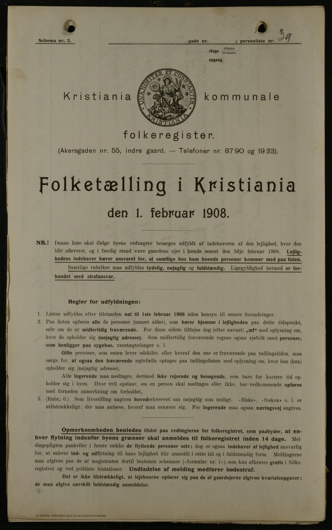 OBA, Municipal Census 1908 for Kristiania, 1908, p. 1975