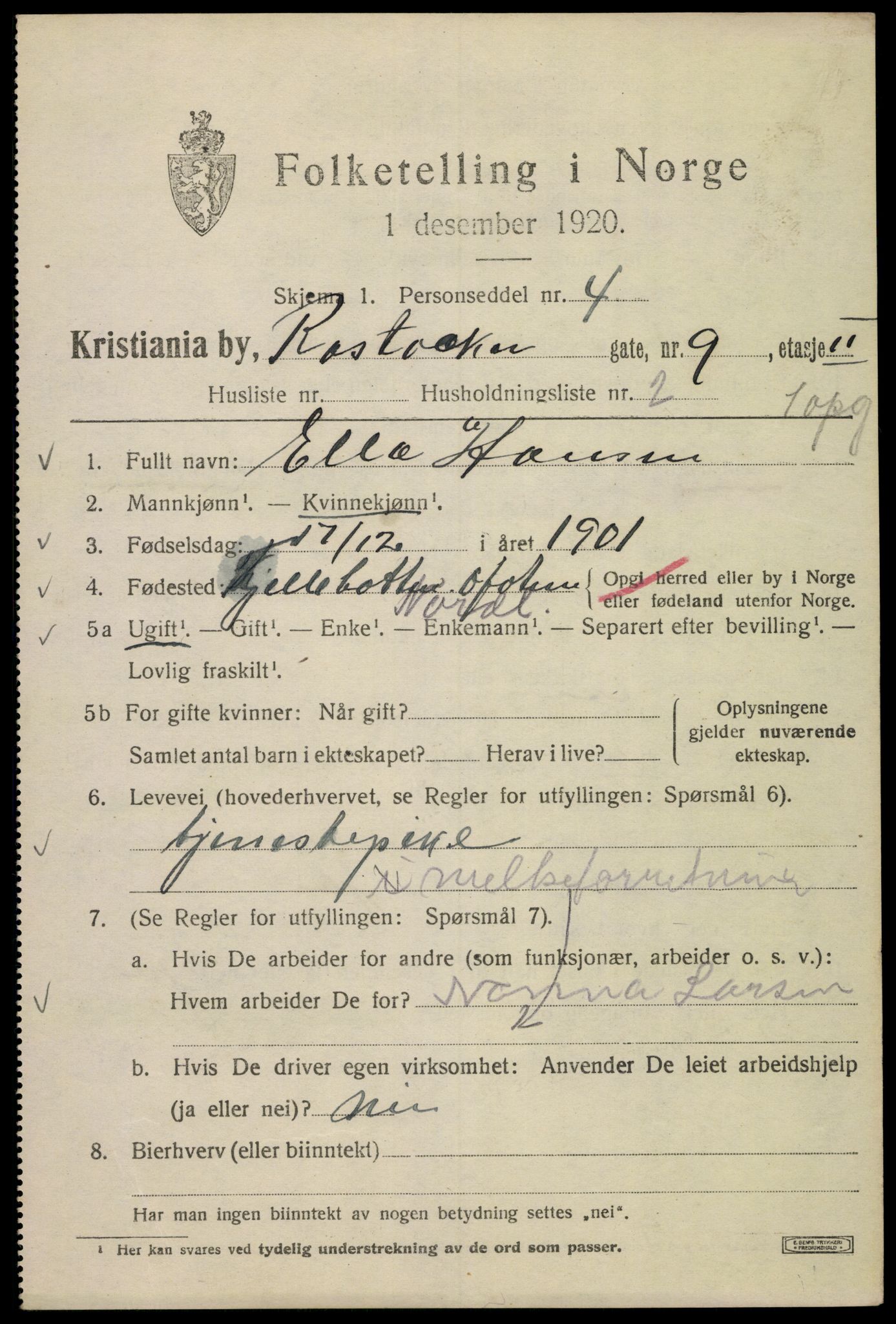 SAO, 1920 census for Kristiania, 1920, p. 469371