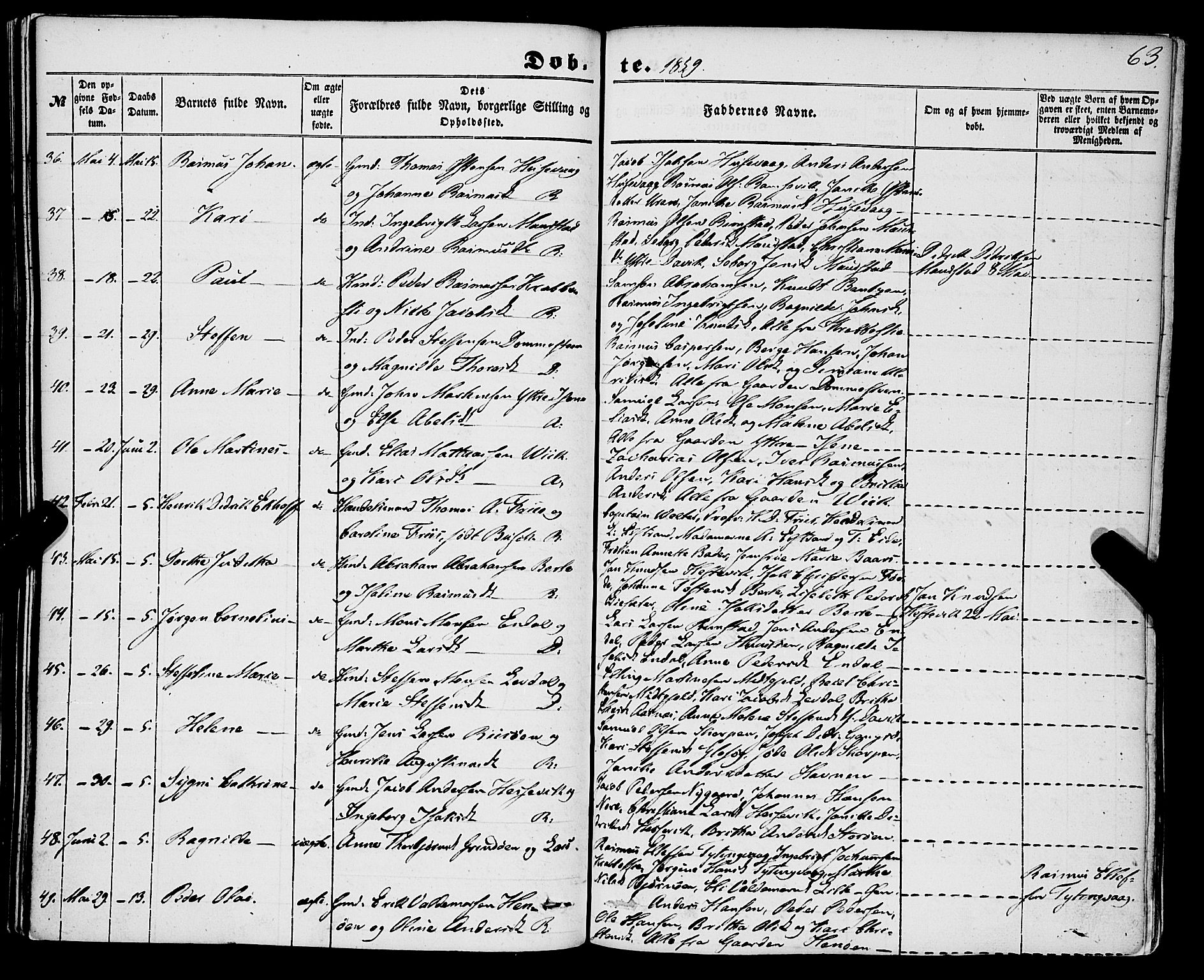 Davik sokneprestembete, AV/SAB-A-79701/H/Haa/Haaa/L0005: Parish register (official) no. A 5, 1850-1866, p. 63