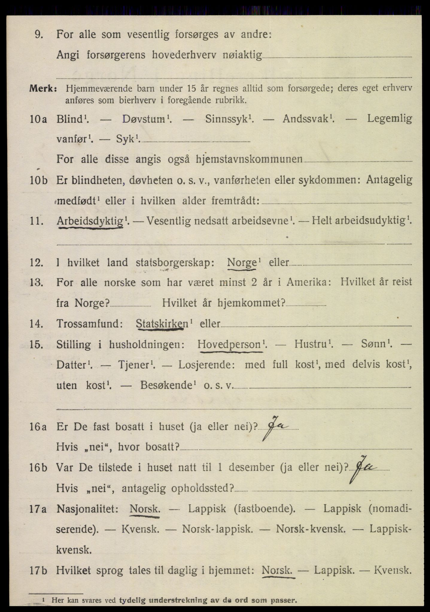 SAT, 1920 census for Velfjord, 1920, p. 3504