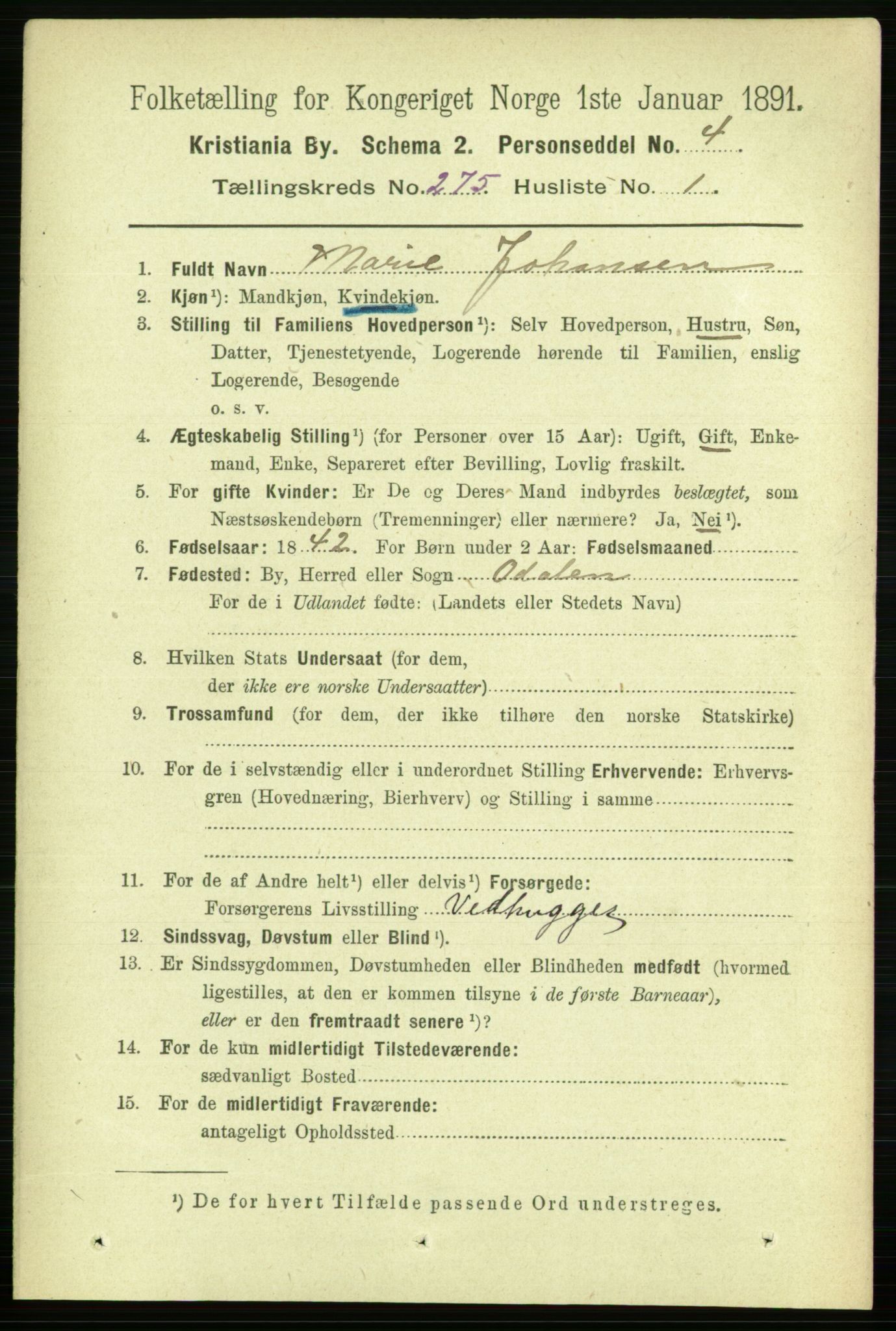 RA, 1891 census for 0301 Kristiania, 1891, p. 166941