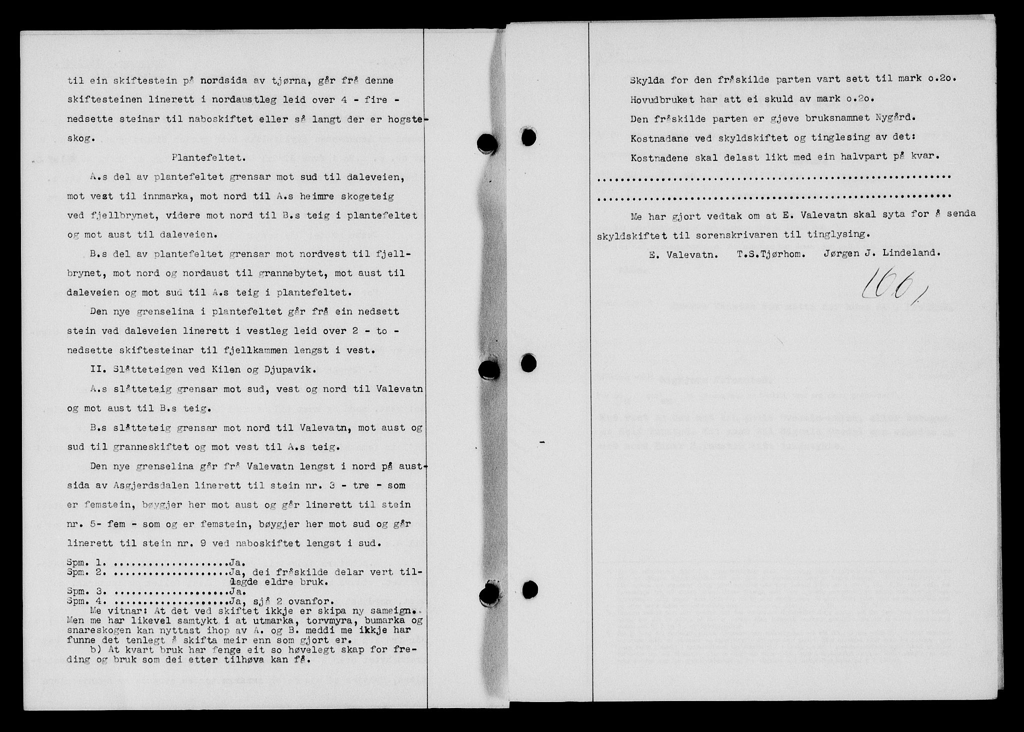 Flekkefjord sorenskriveri, SAK/1221-0001/G/Gb/Gba/L0059: Mortgage book no. A-7, 1944-1945, Diary no: : 315/1945