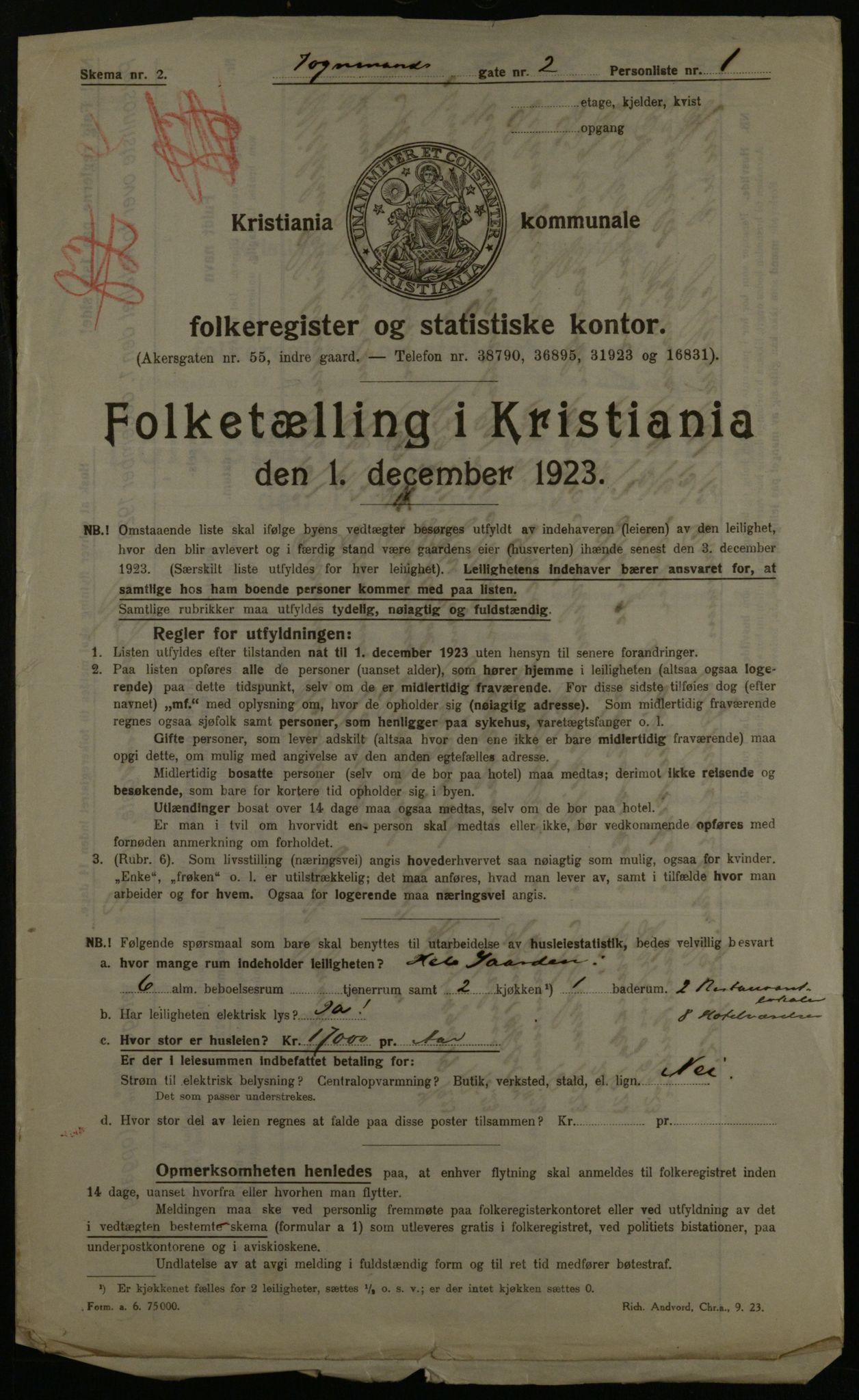 OBA, Municipal Census 1923 for Kristiania, 1923, p. 136863