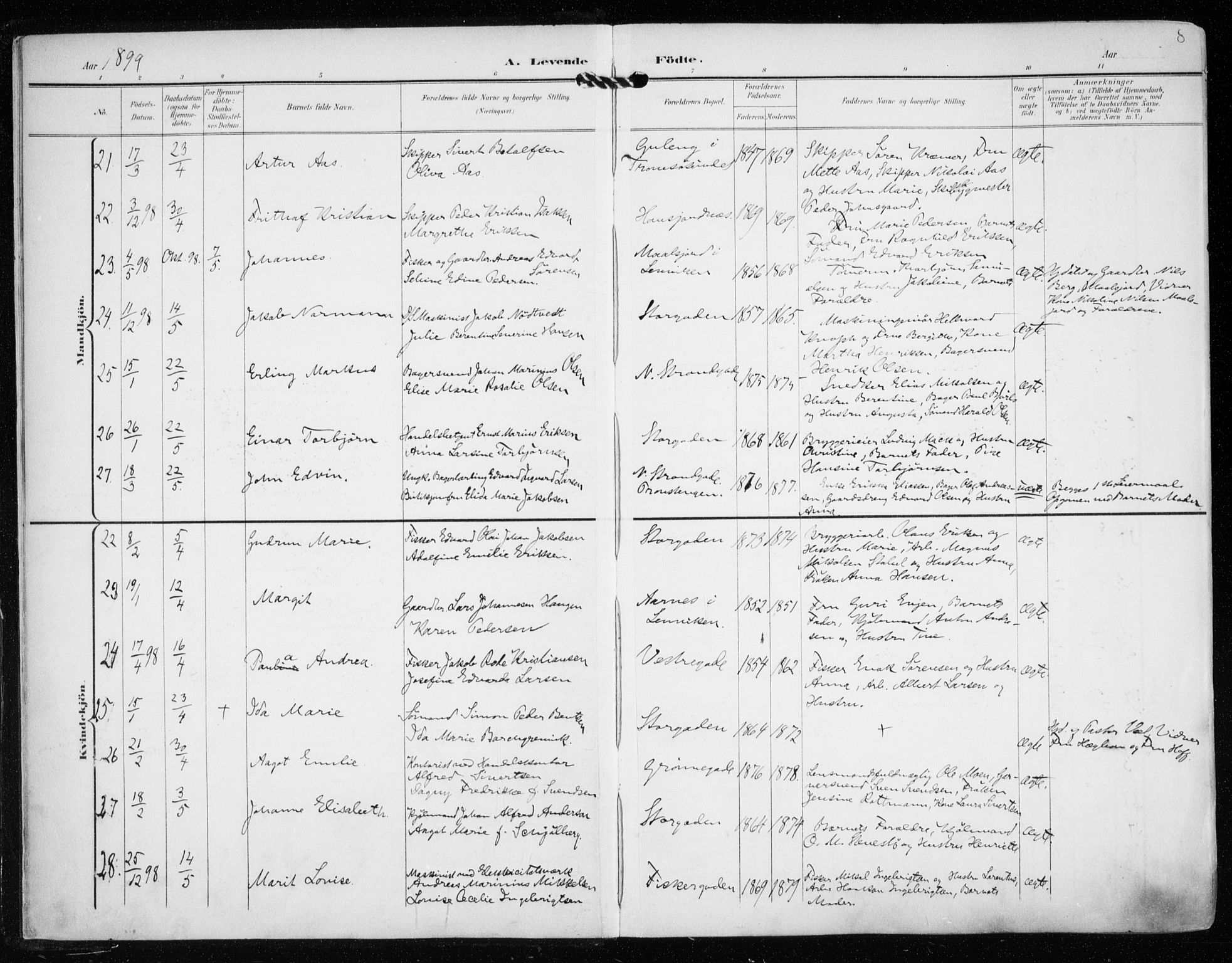 Tromsø sokneprestkontor/stiftsprosti/domprosti, AV/SATØ-S-1343/G/Ga/L0016kirke: Parish register (official) no. 16, 1899-1906, p. 8