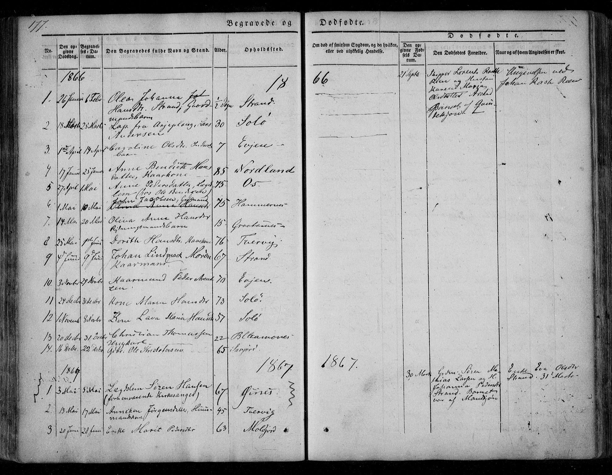 Ministerialprotokoller, klokkerbøker og fødselsregistre - Nordland, AV/SAT-A-1459/846/L0644: Parish register (official) no. 846A02, 1837-1872, p. 177