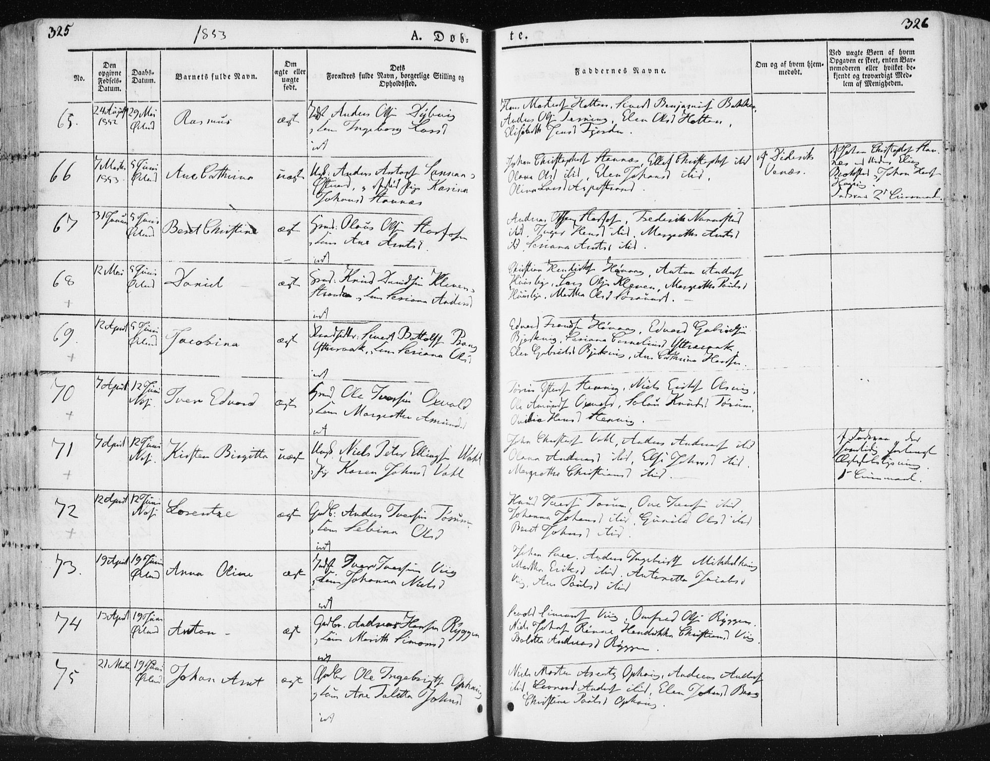 Ministerialprotokoller, klokkerbøker og fødselsregistre - Sør-Trøndelag, SAT/A-1456/659/L0736: Parish register (official) no. 659A06, 1842-1856, p. 325-326