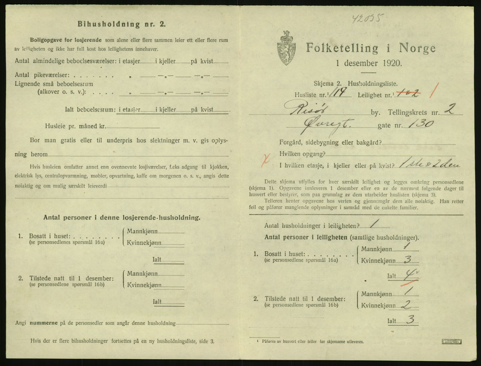 SAK, 1920 census for Risør, 1920, p. 2287