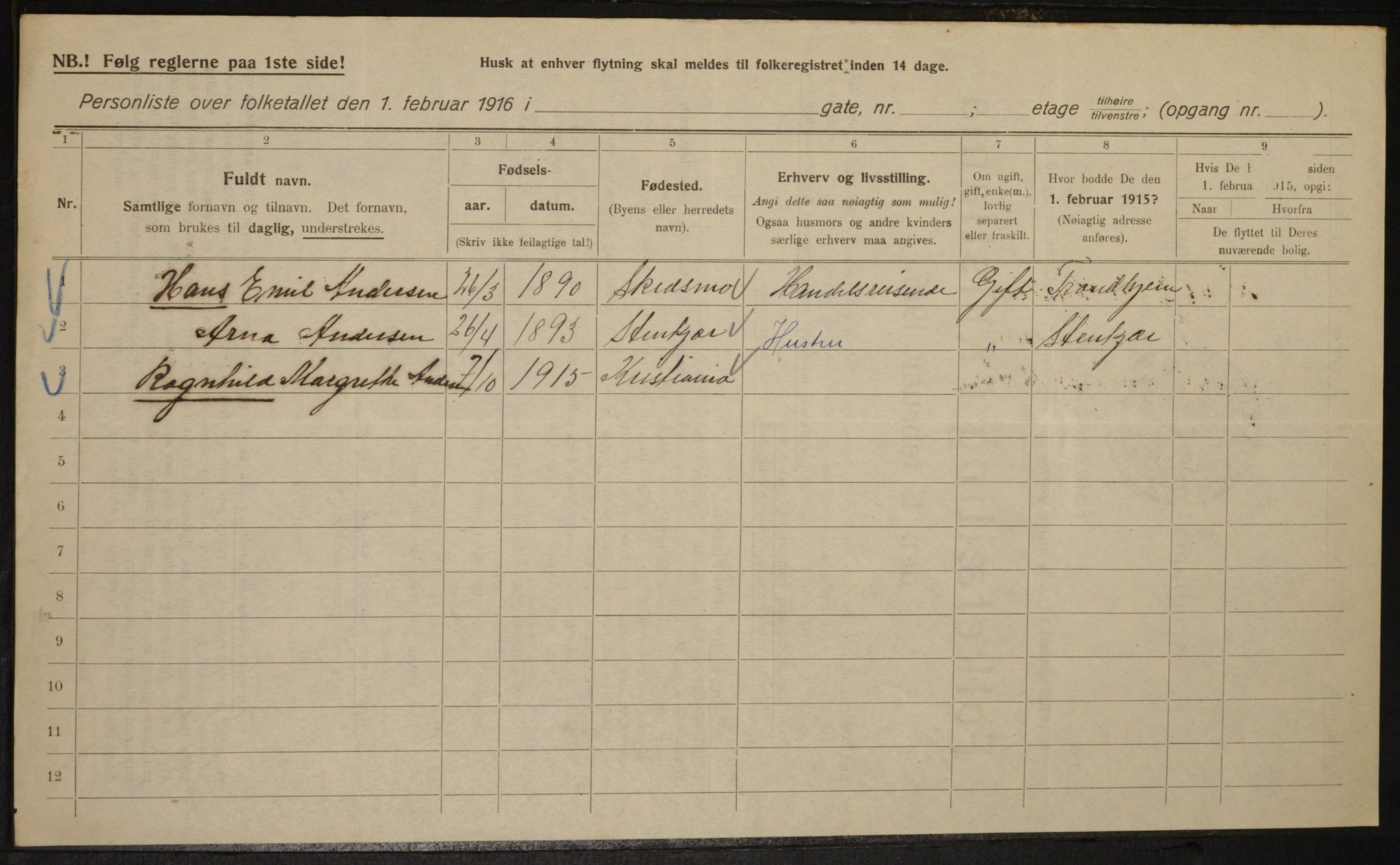 OBA, Municipal Census 1916 for Kristiania, 1916, p. 38580