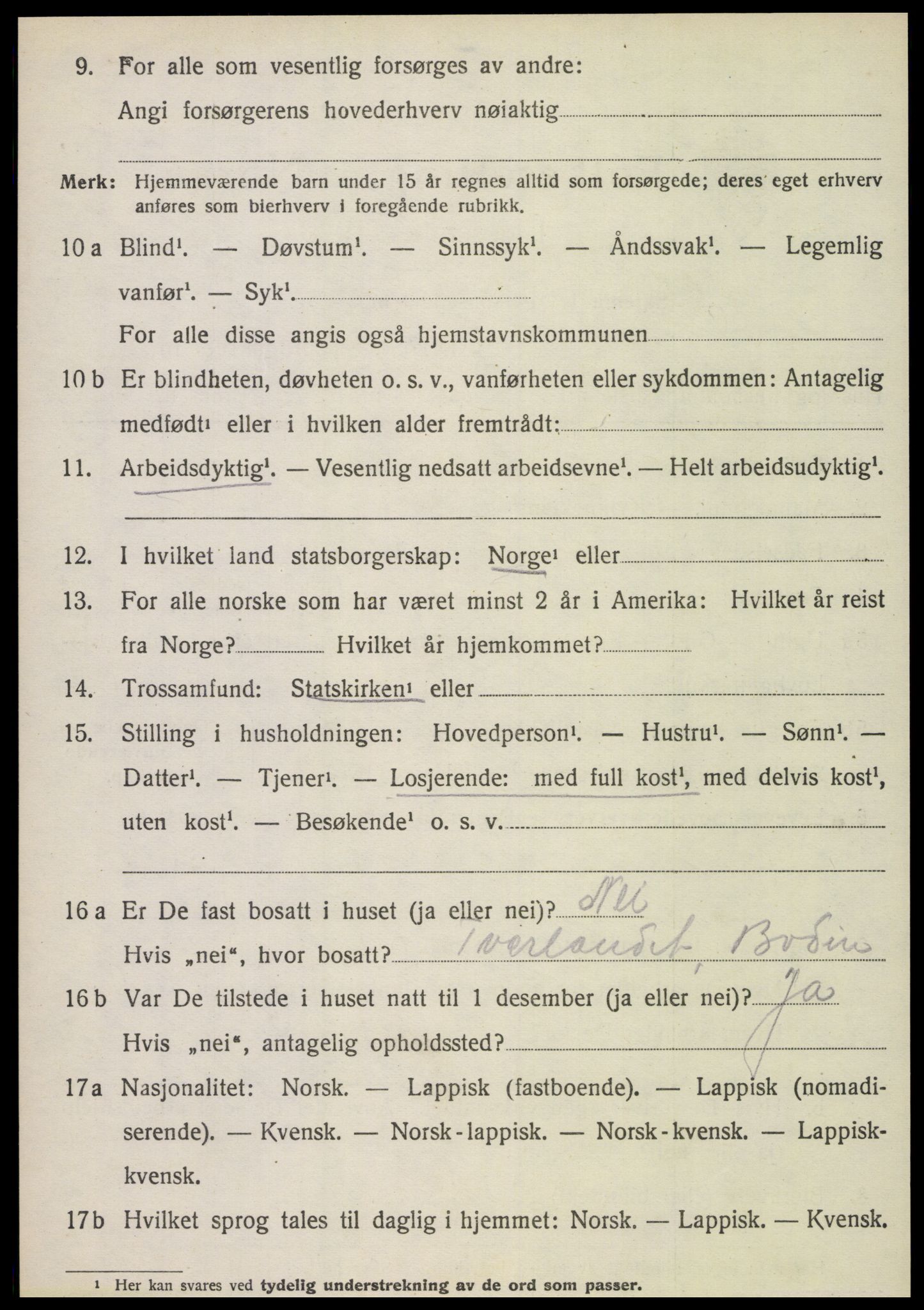 SAT, 1920 census for Fauske, 1920, p. 6625