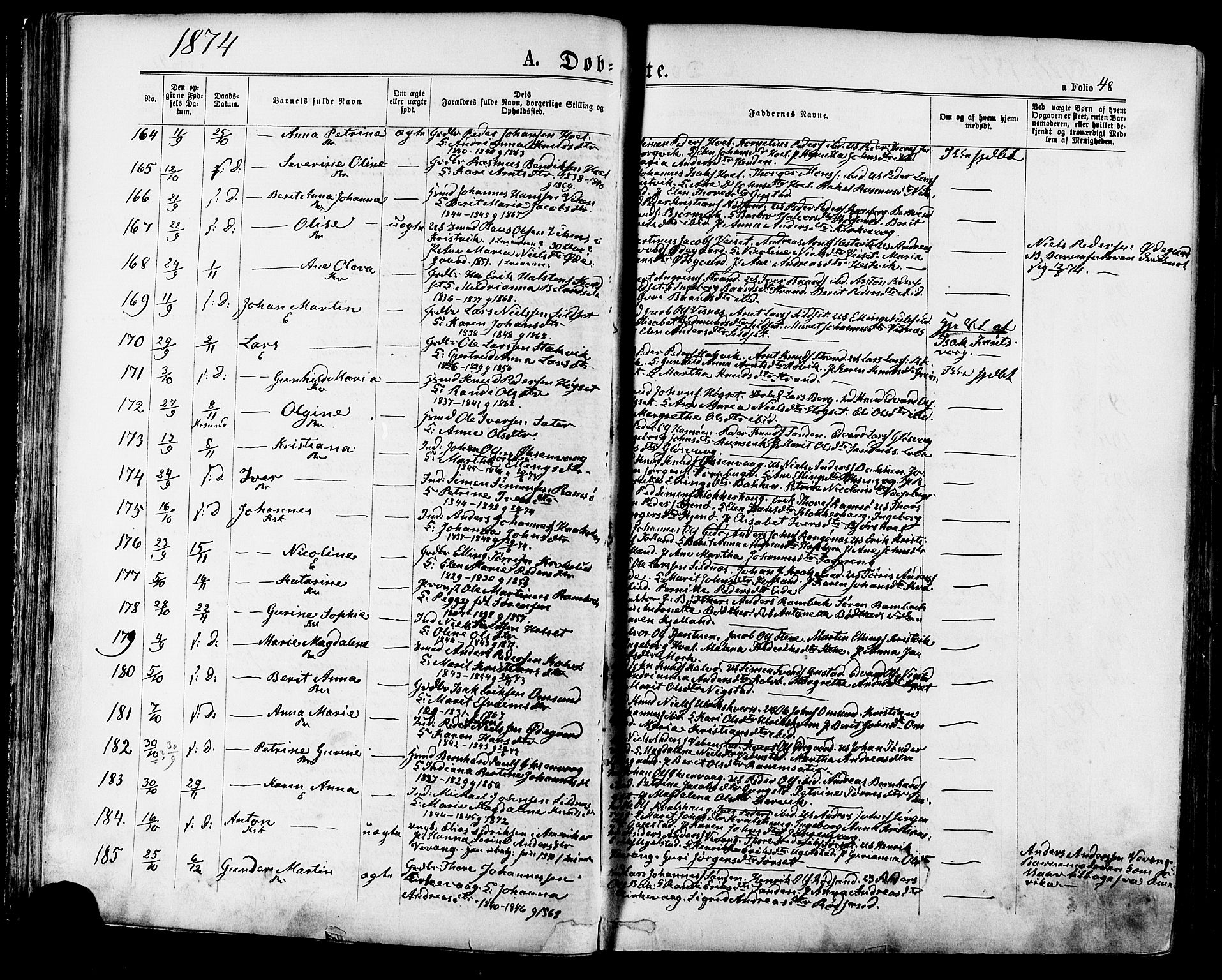 Ministerialprotokoller, klokkerbøker og fødselsregistre - Møre og Romsdal, AV/SAT-A-1454/568/L0805: Parish register (official) no. 568A12 /1, 1869-1884, p. 48