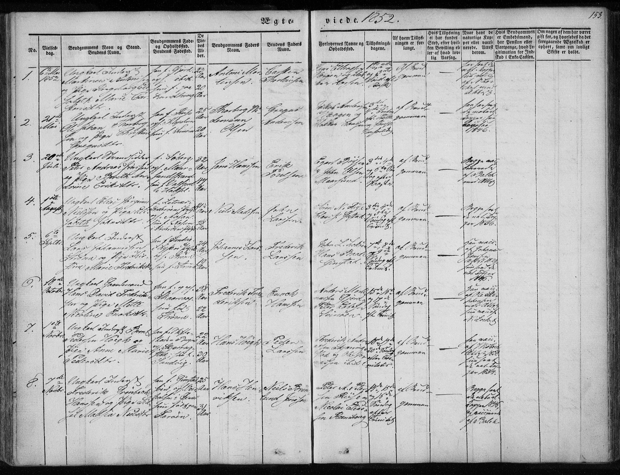Ministerialprotokoller, klokkerbøker og fødselsregistre - Nordland, SAT/A-1459/891/L1299: Parish register (official) no. 891A04, 1841-1856, p. 153