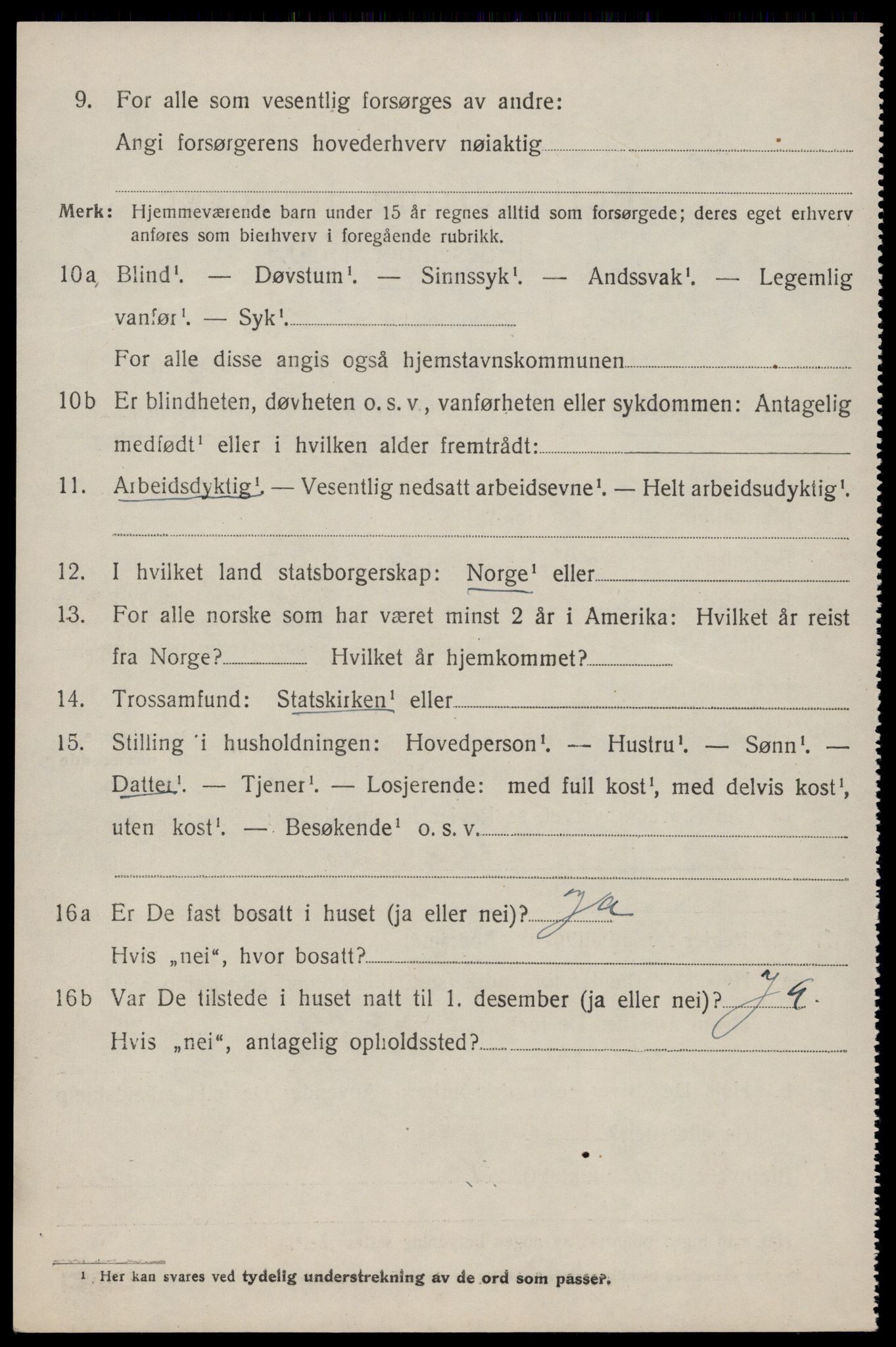 SAST, 1920 census for Nedstrand, 1920, p. 2270